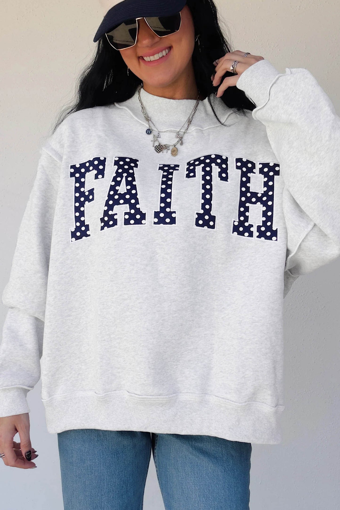 Polka Dot Faith Mock Neck Sweatshirt