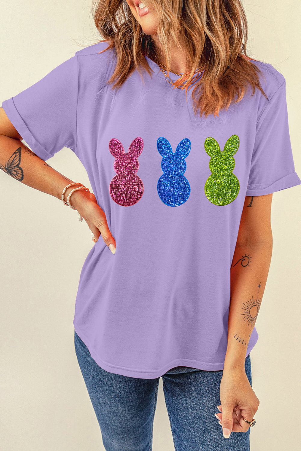 Easter Bunny Graphic Crewneck T Shirt