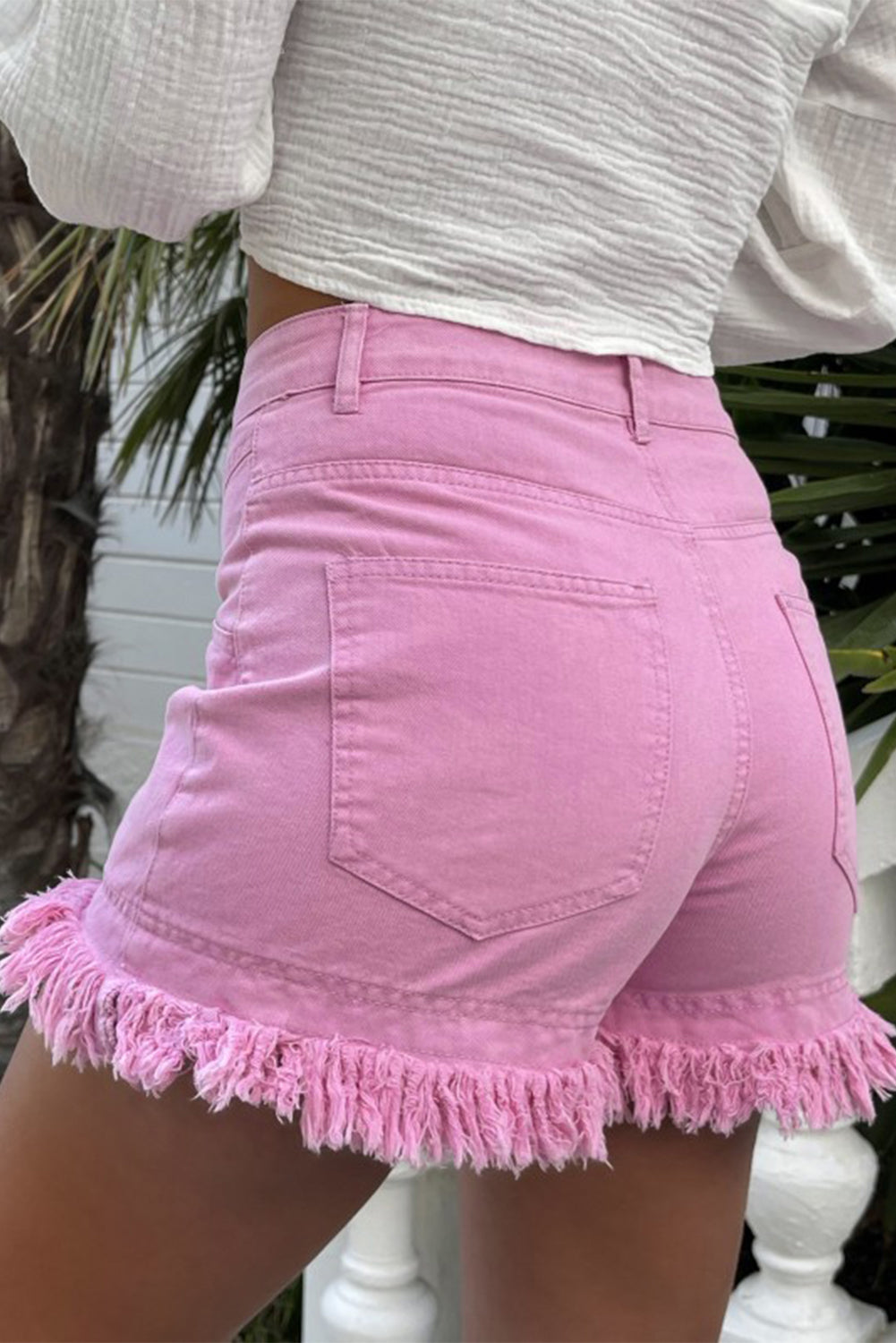 Pink Champagne Fringe Shorts