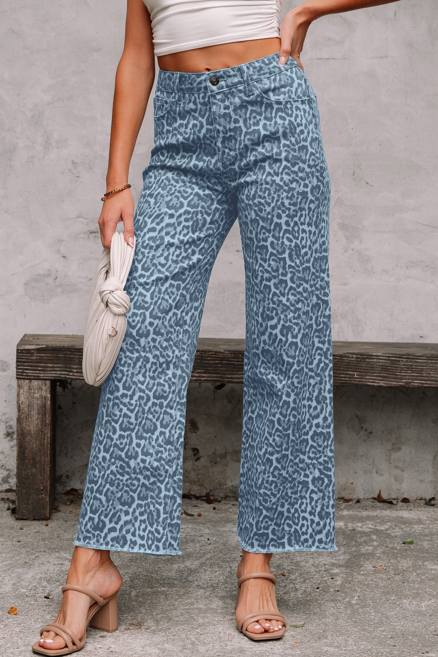 Blue Haze Leopard Wide-Leg Pants