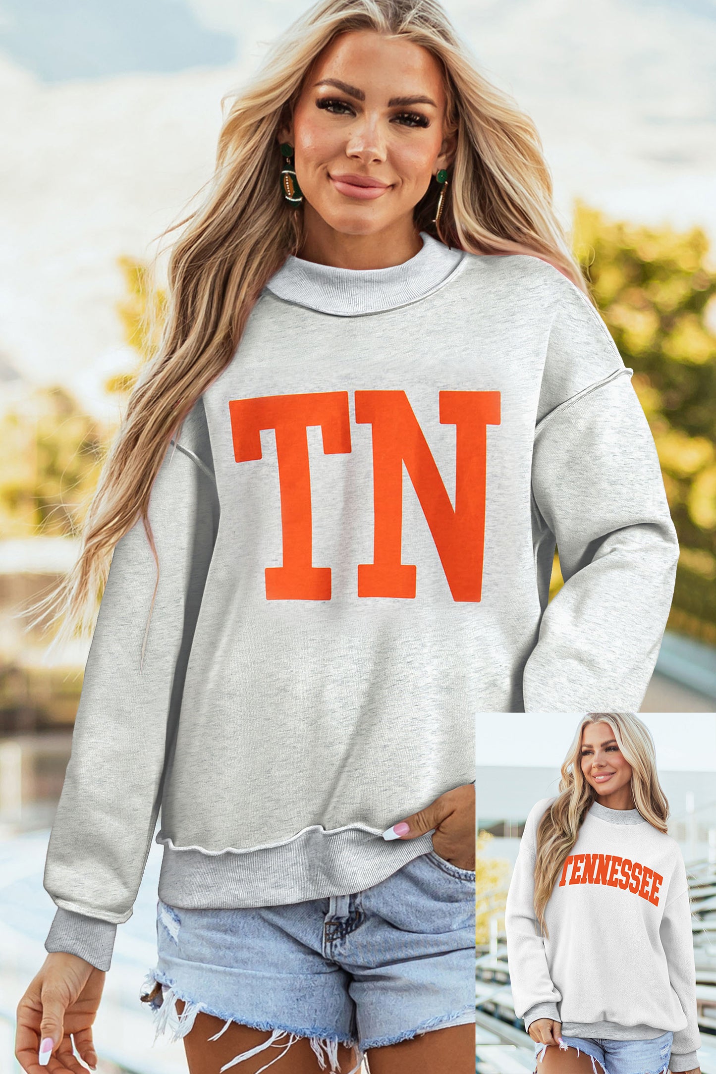 TENNESSEE Double Printed Reversible Mock Neck Sweatshirt
