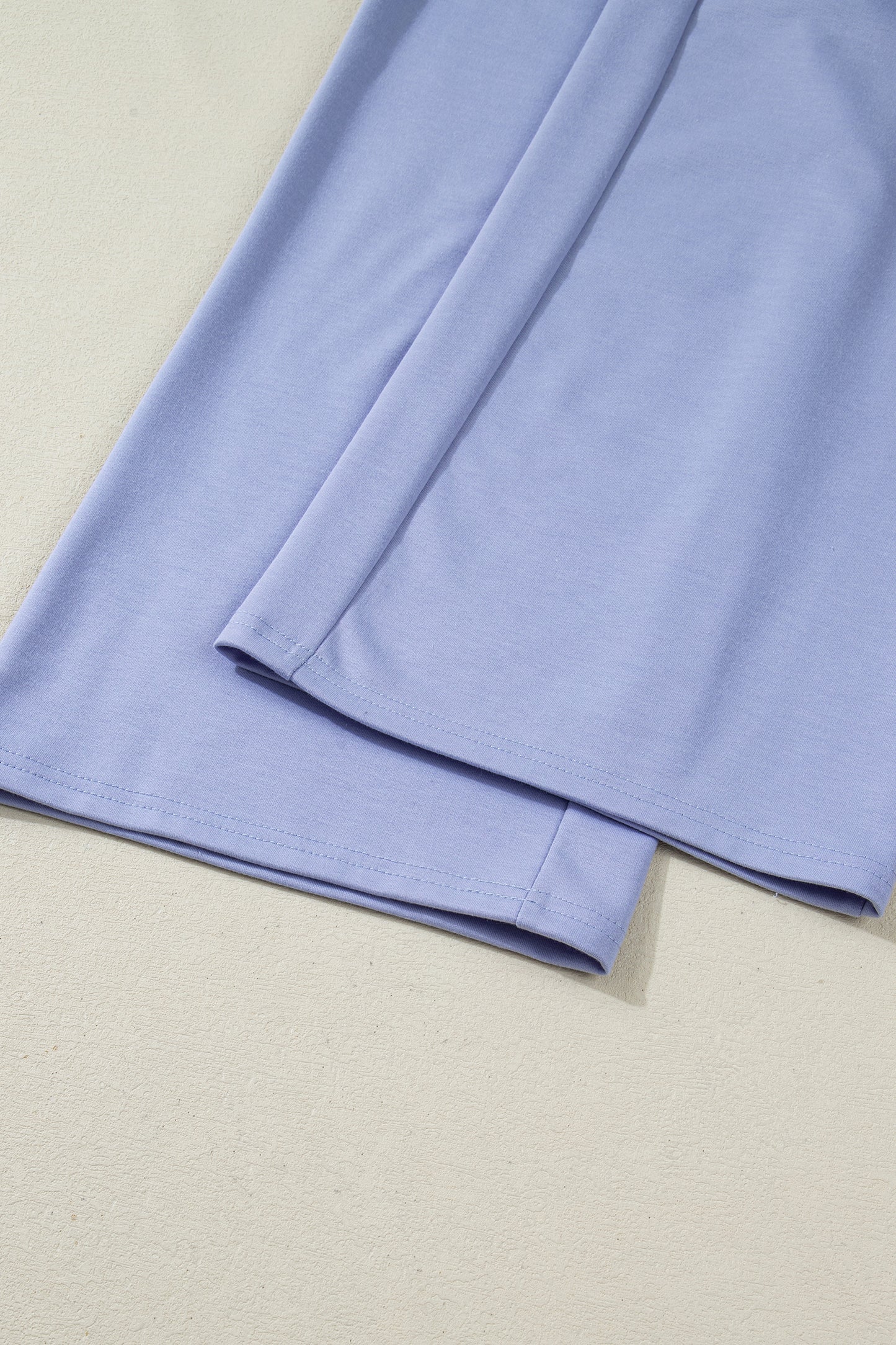 Beau Blue Flounce Long Sleeve Top Drawstring Pants Contrast Velvet Bow Knot 2pcs Lounge Set