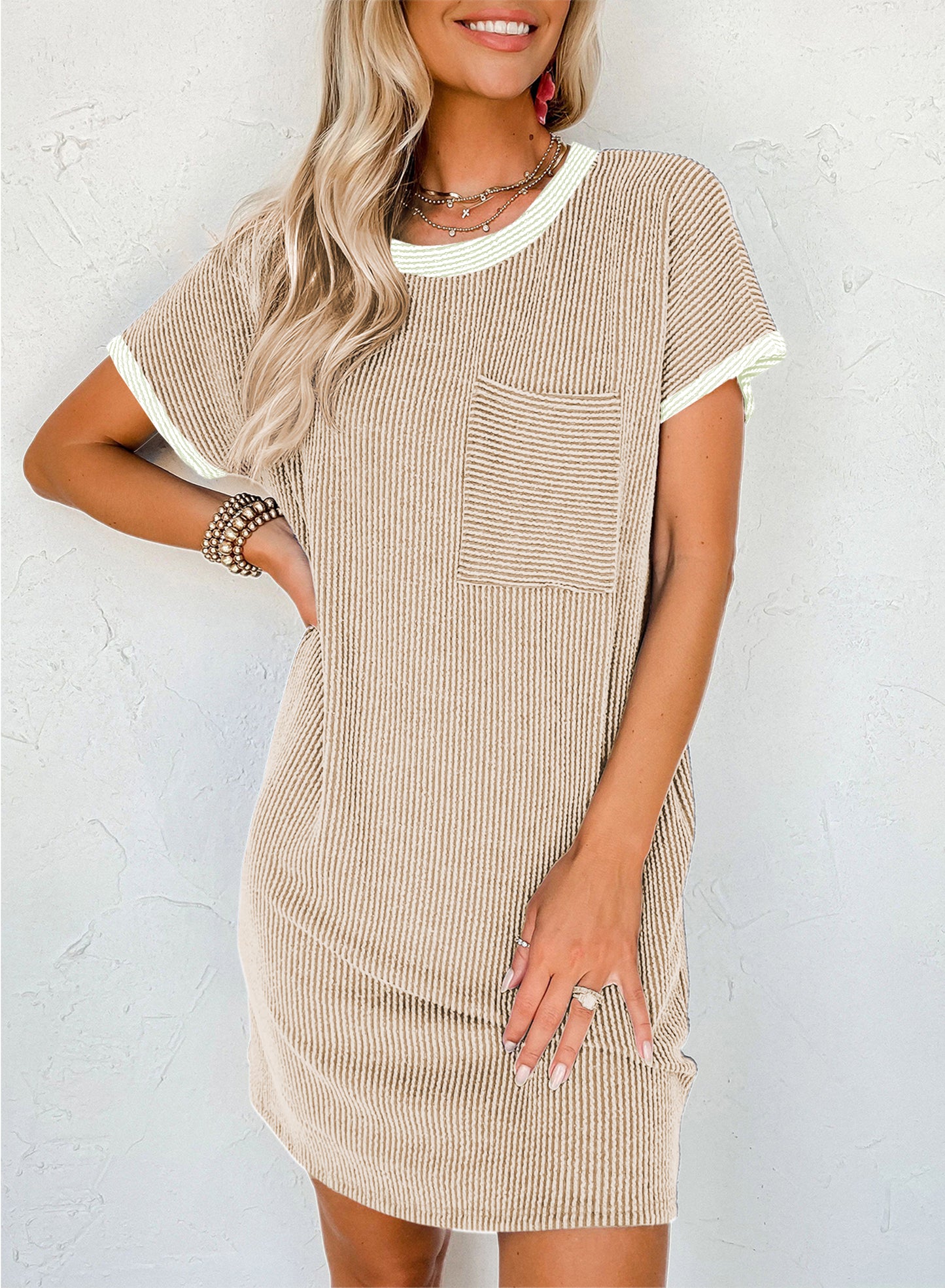 Latte Run Ribbed Dress