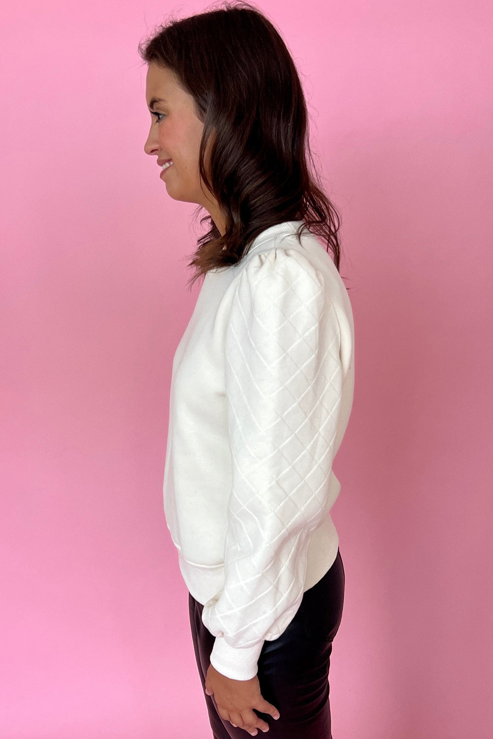 The Snowfall Quilted Sleeve 
 Sweatshirt