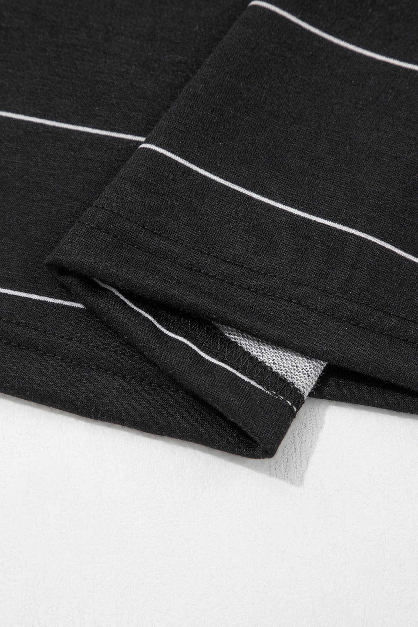 Black Stripe Half Sleeve Tee Drawstring Shorts 2pcs Set