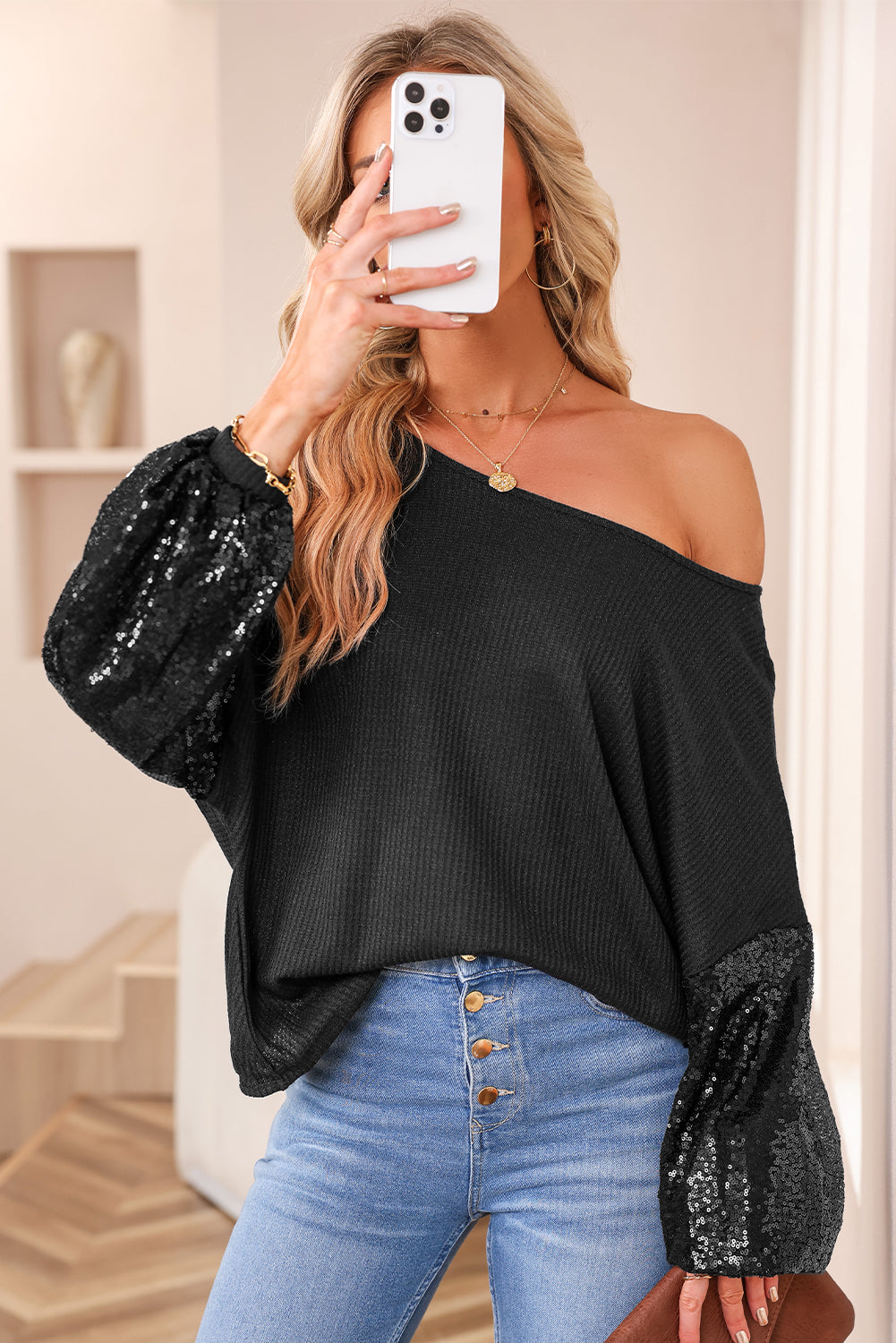 Midnight Shimmer Sleeve Pullover