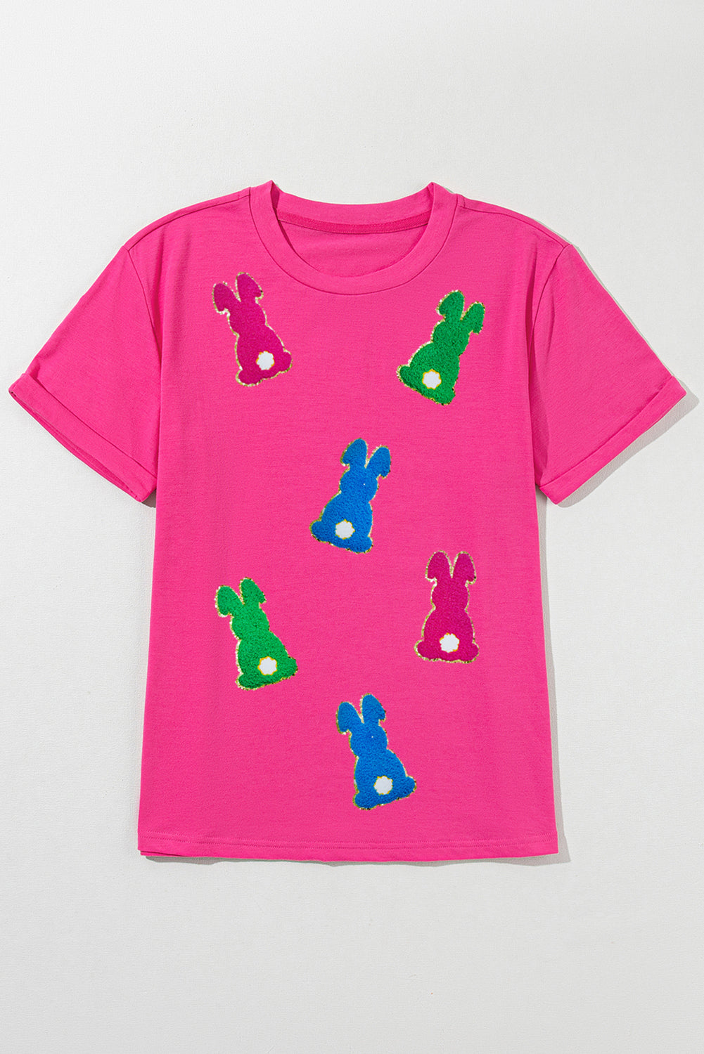 Easter Bunny Patched Pattern Crew Neck Tee