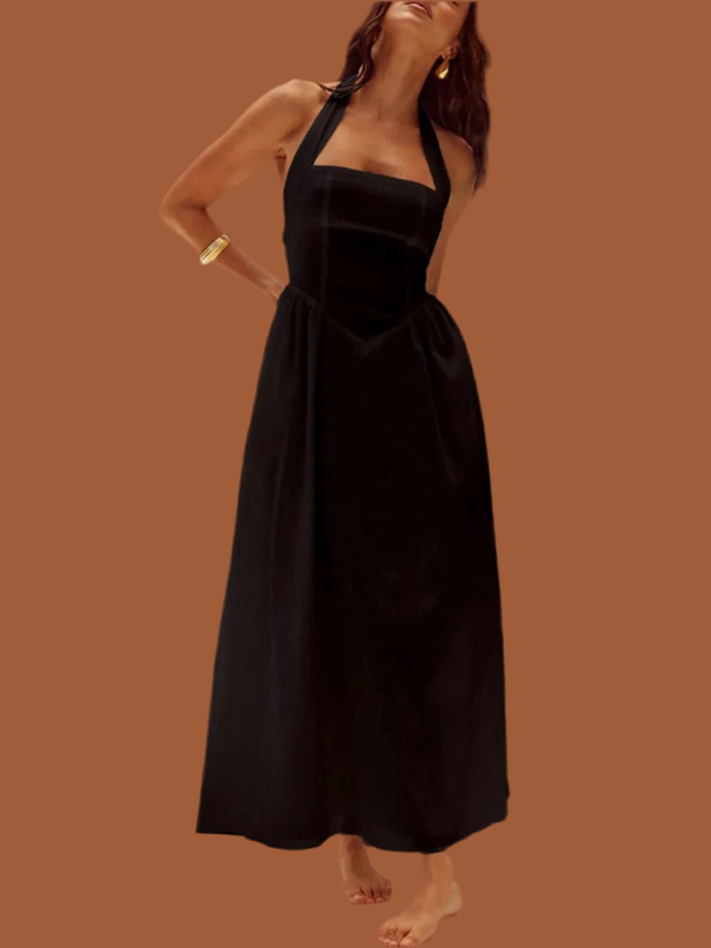 Final Whistle Halter Midi Dress