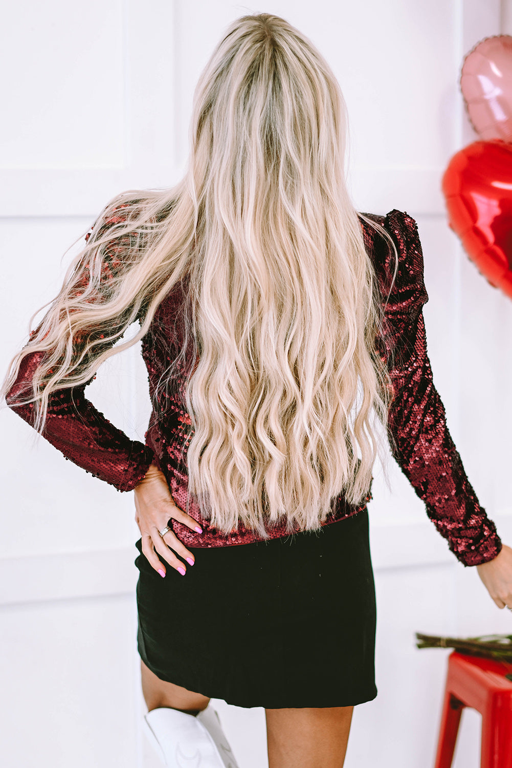Garnet Glam Sequin Top