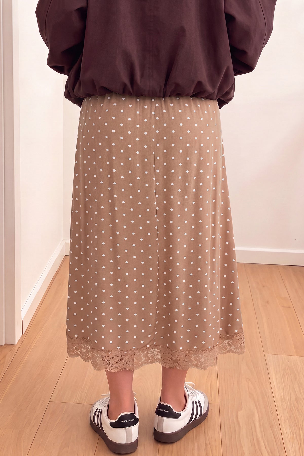 The Mocha Dot Social Skirt
