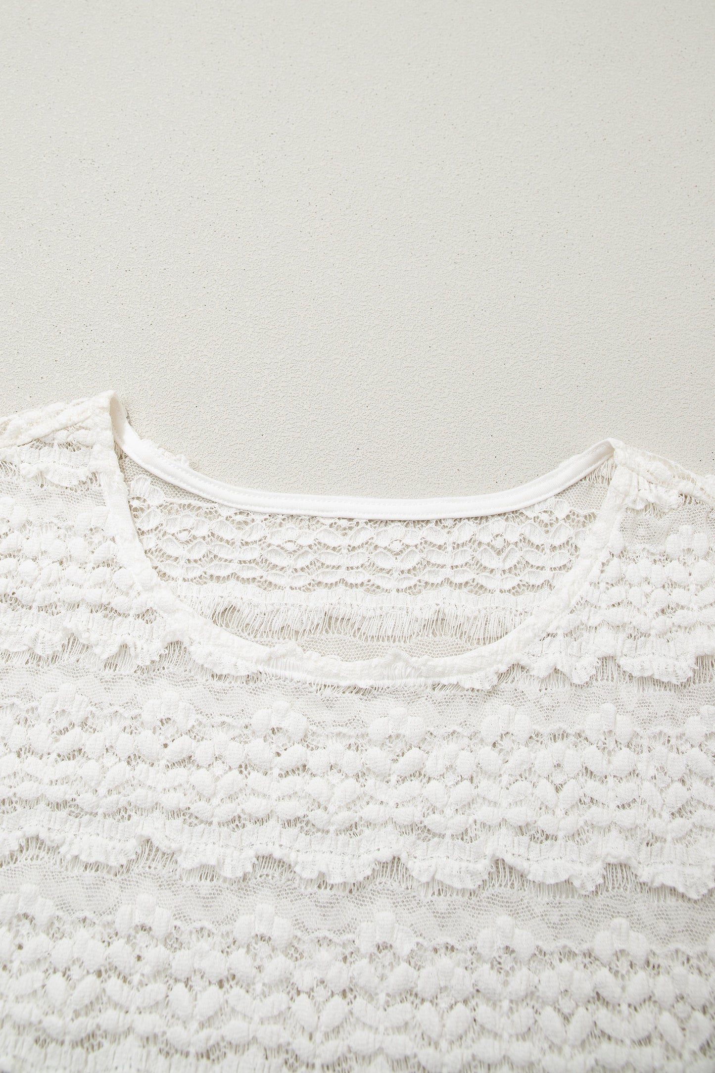 White Sheer Lace Short Sleeve Top