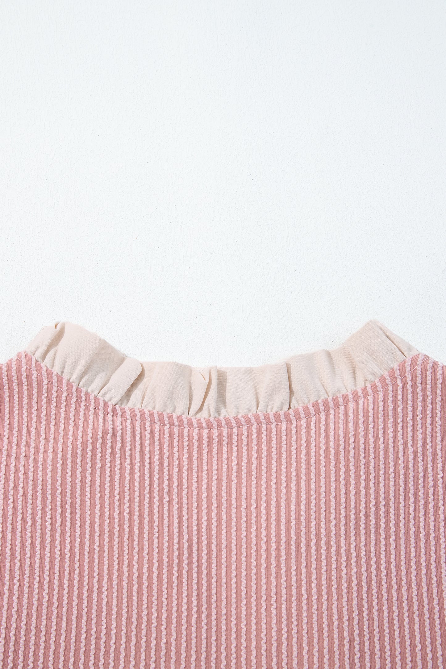Plus Size Ruffled Short Sleeve Ribbed Textured Blouse