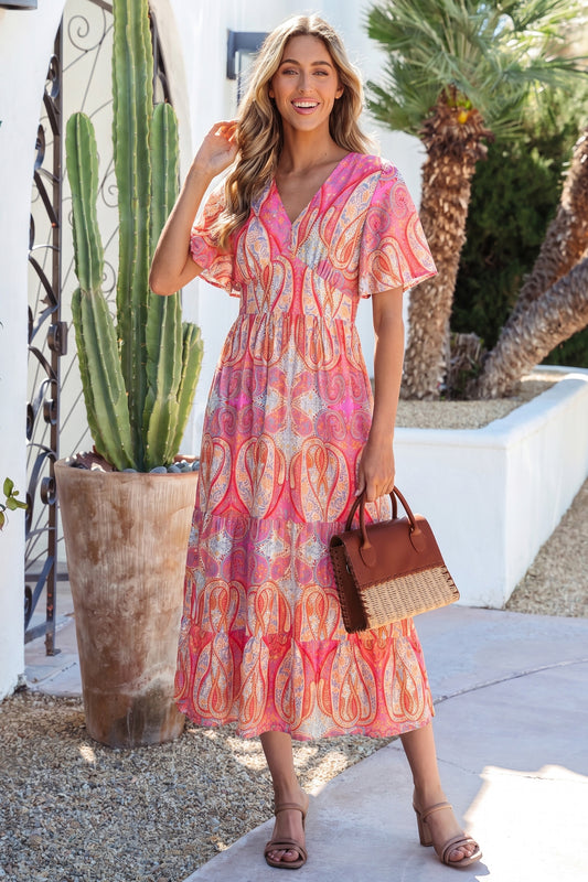 Sunset Paisley Maxi Dress