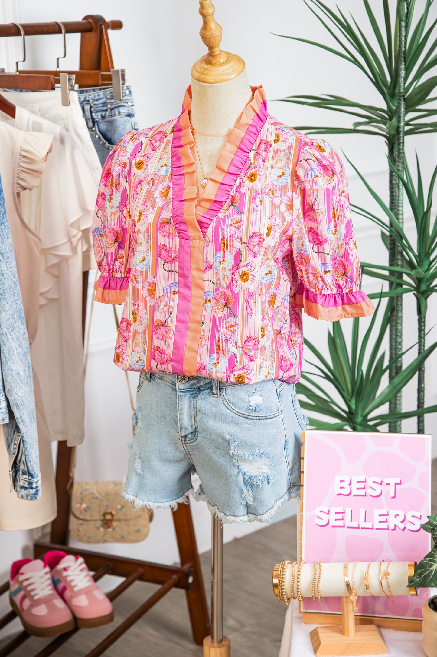Pink Palm Blossom Blouse
