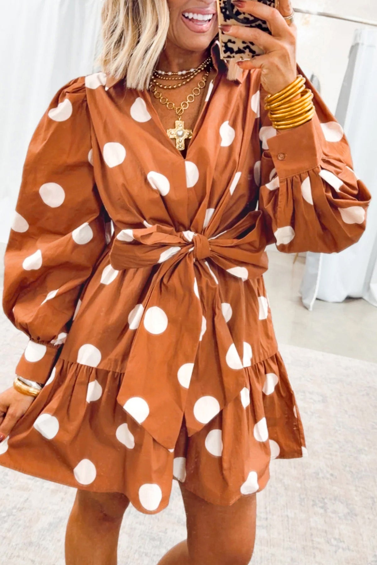 The Caramel Confetti Mini Dress