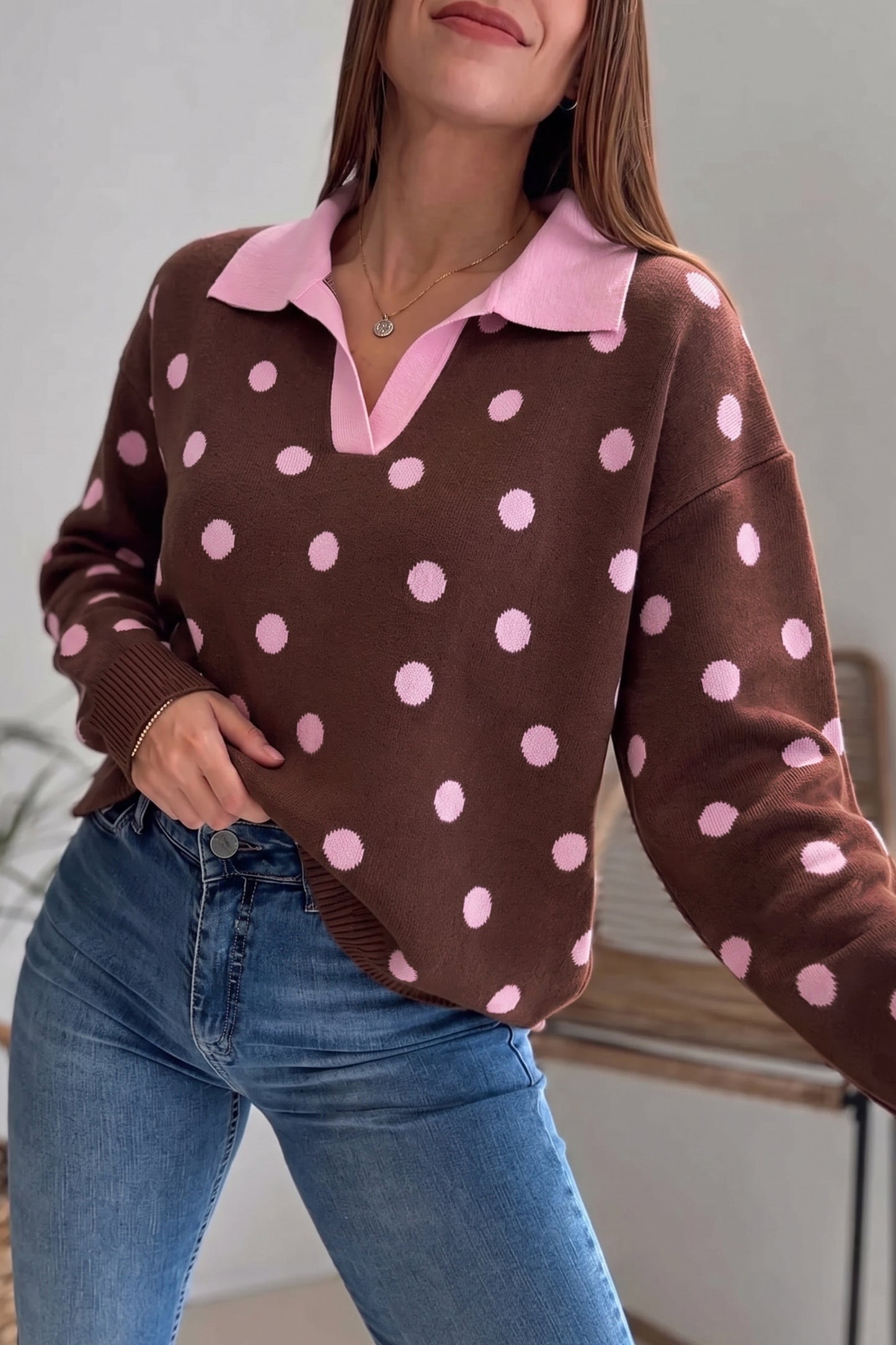 The Mocha Dot Darling Sweater