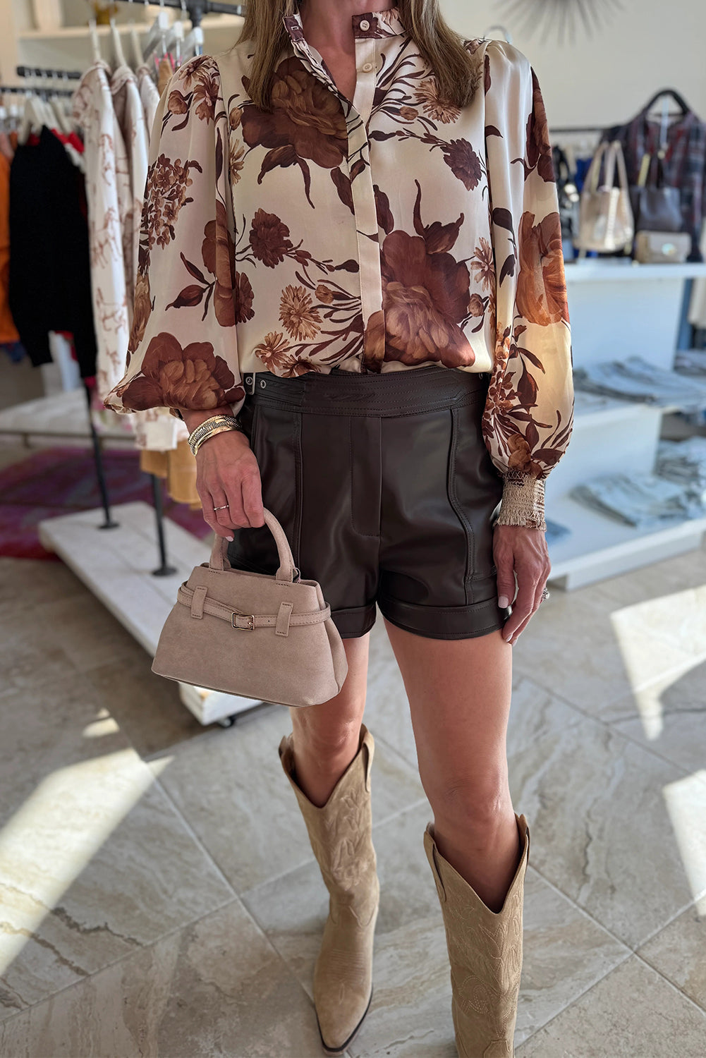 Autumn Bloom Satin Blouse