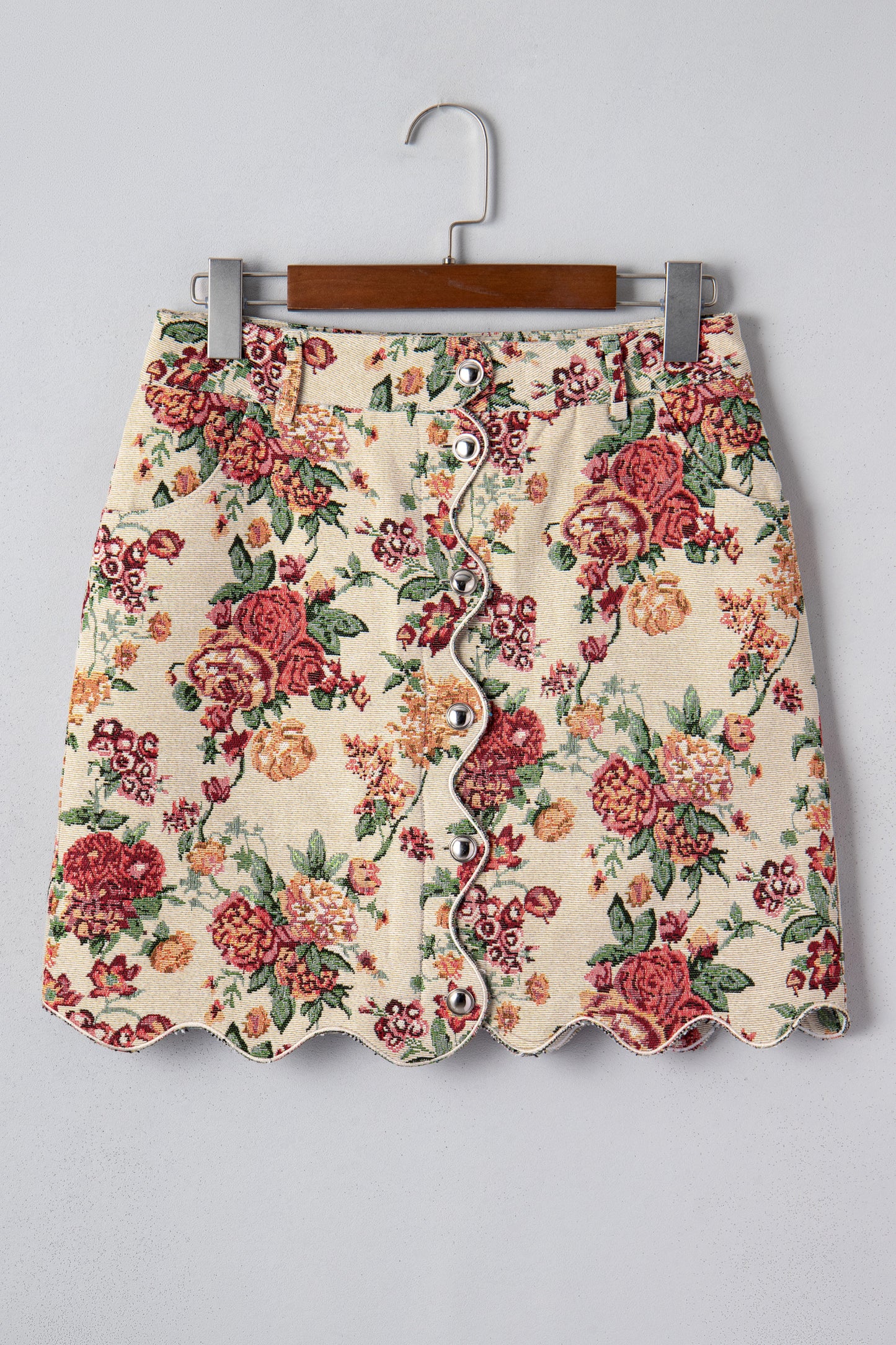 Rosé Garden Button-Front Mini Skirt