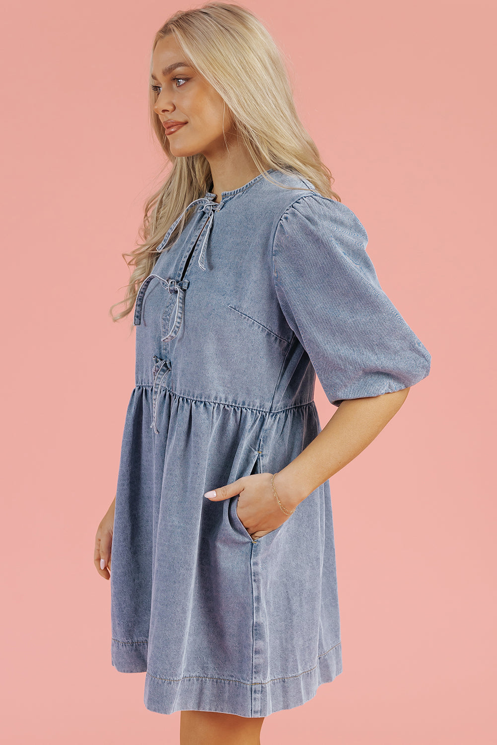 The Savannah Tie Denim Dress