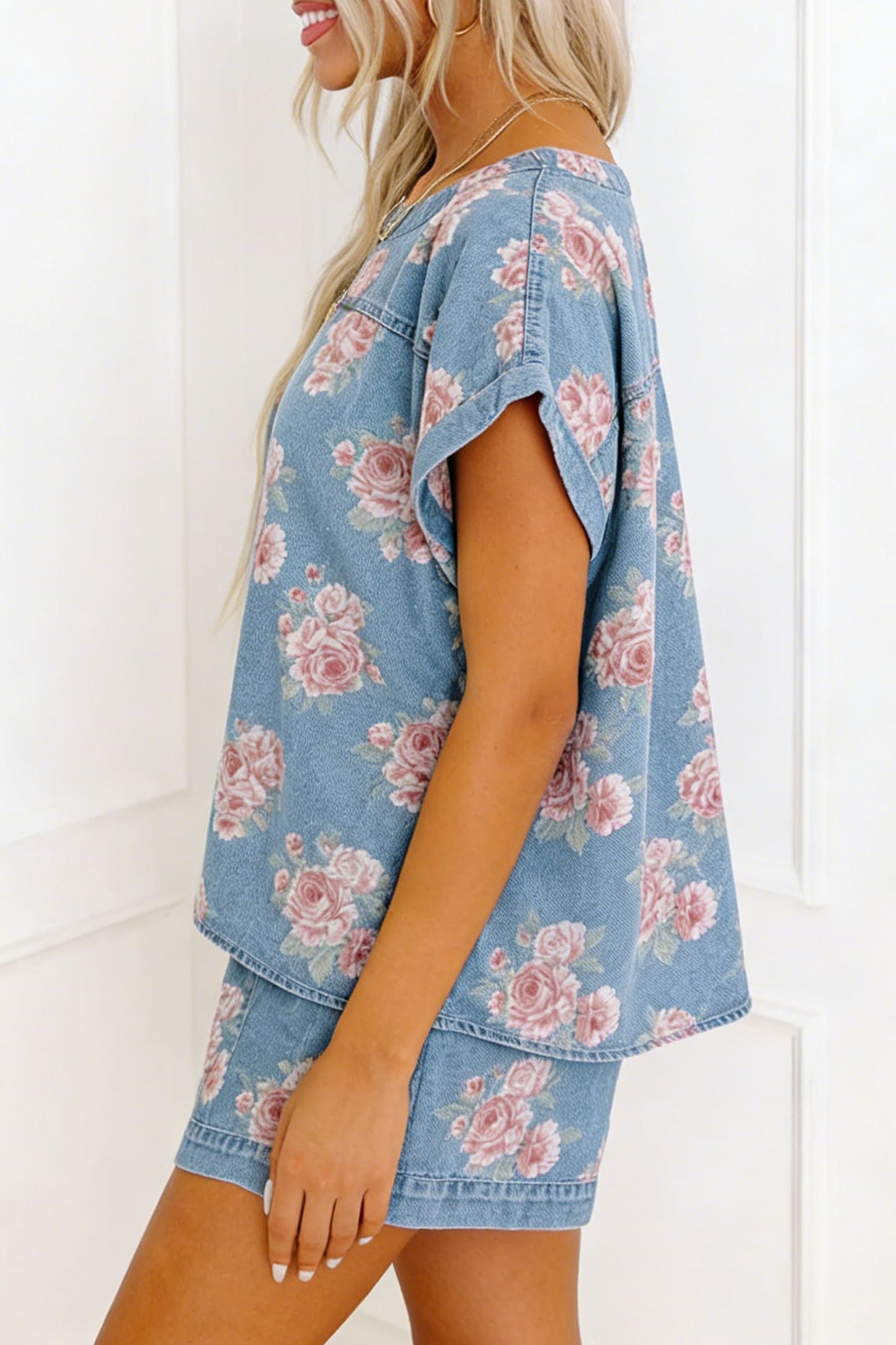Rosewood Denim Bloom Lounge Set