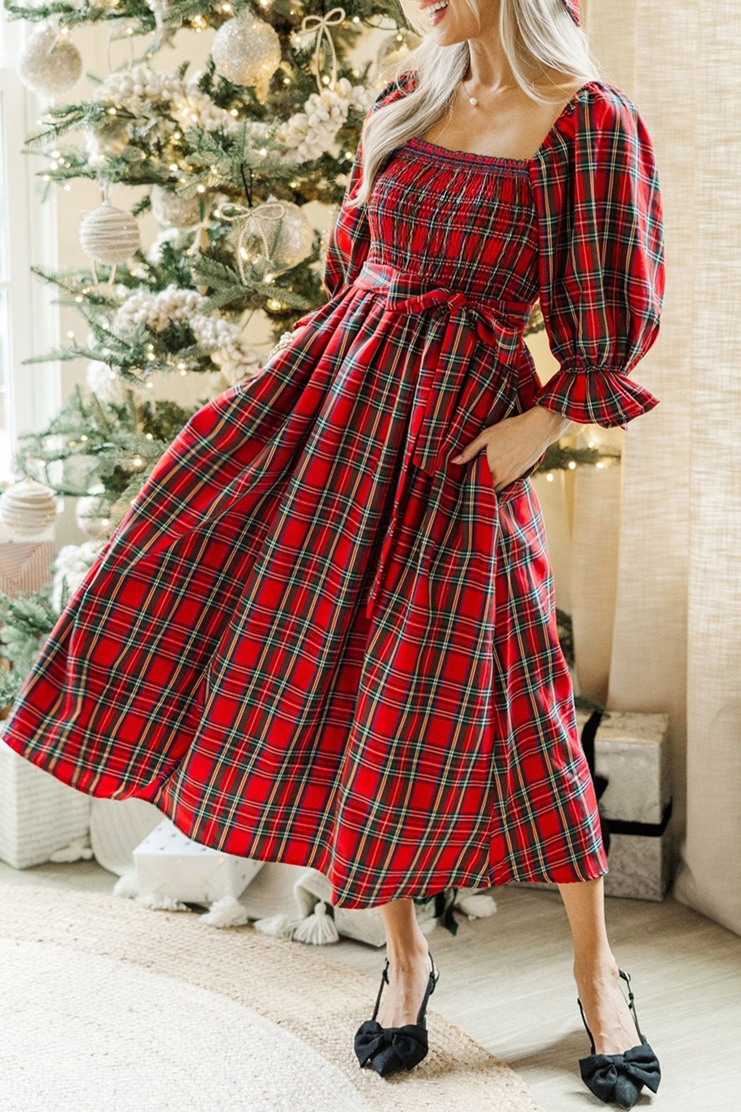 Sugarplum Tartan Smocked Dress