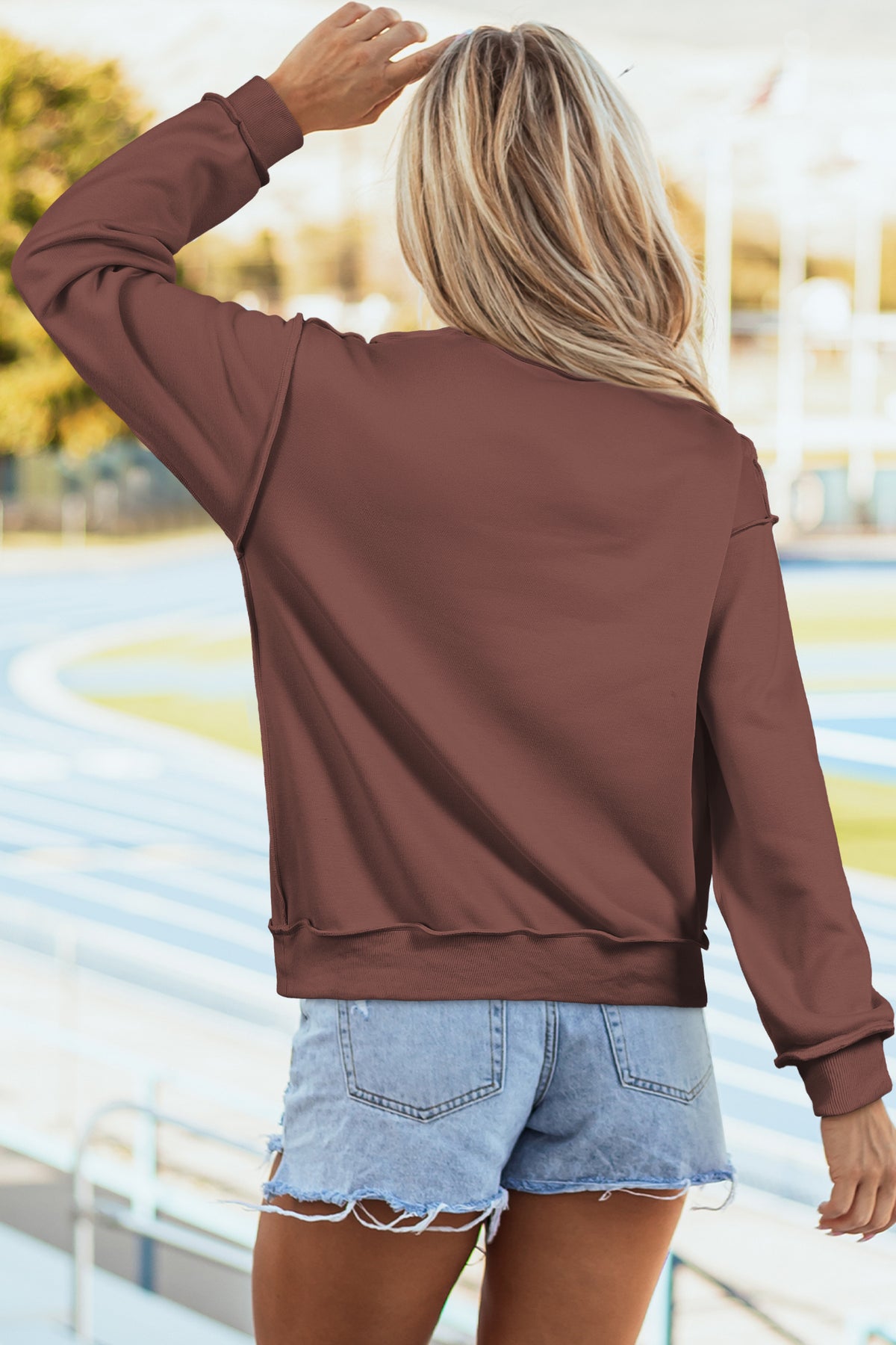 Coffee Mock Neck Camo PRAY Graphic Sweatshirt