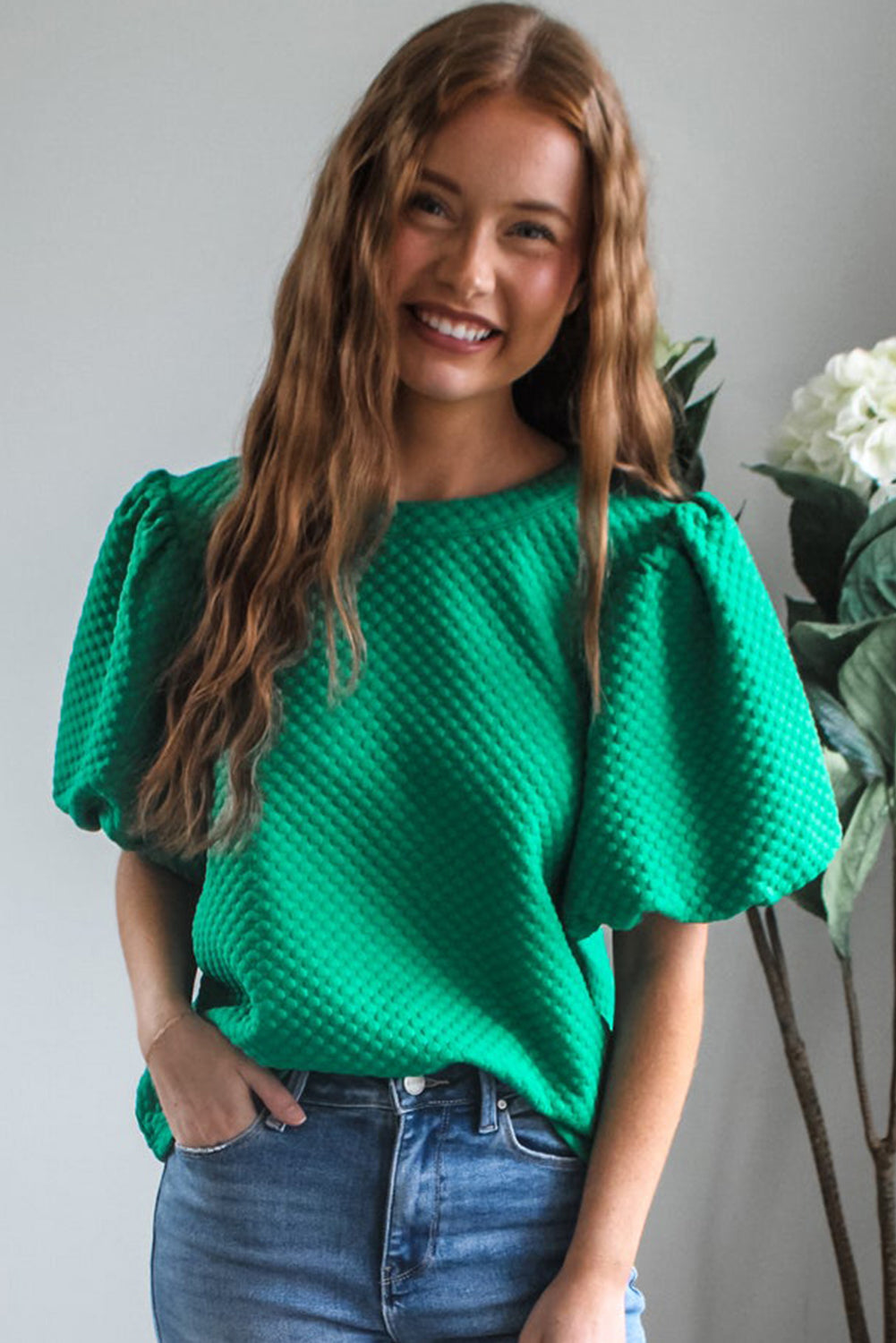 Emerald Hour Puff Sleeve Top