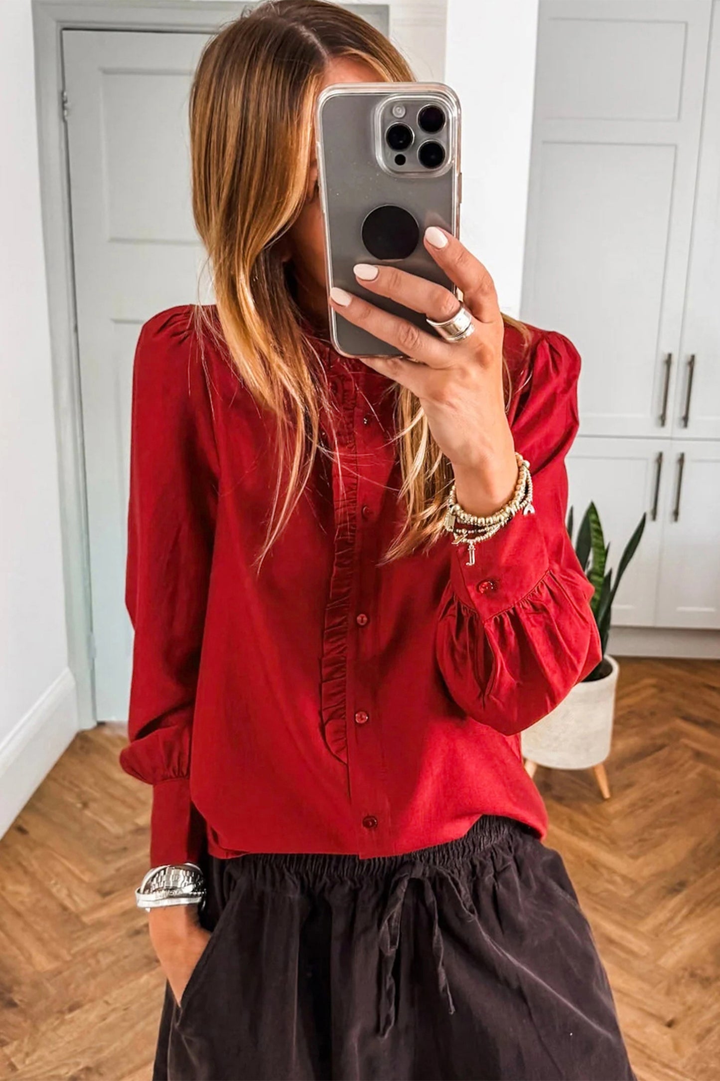 Crimson Grace Ruffle Blouse