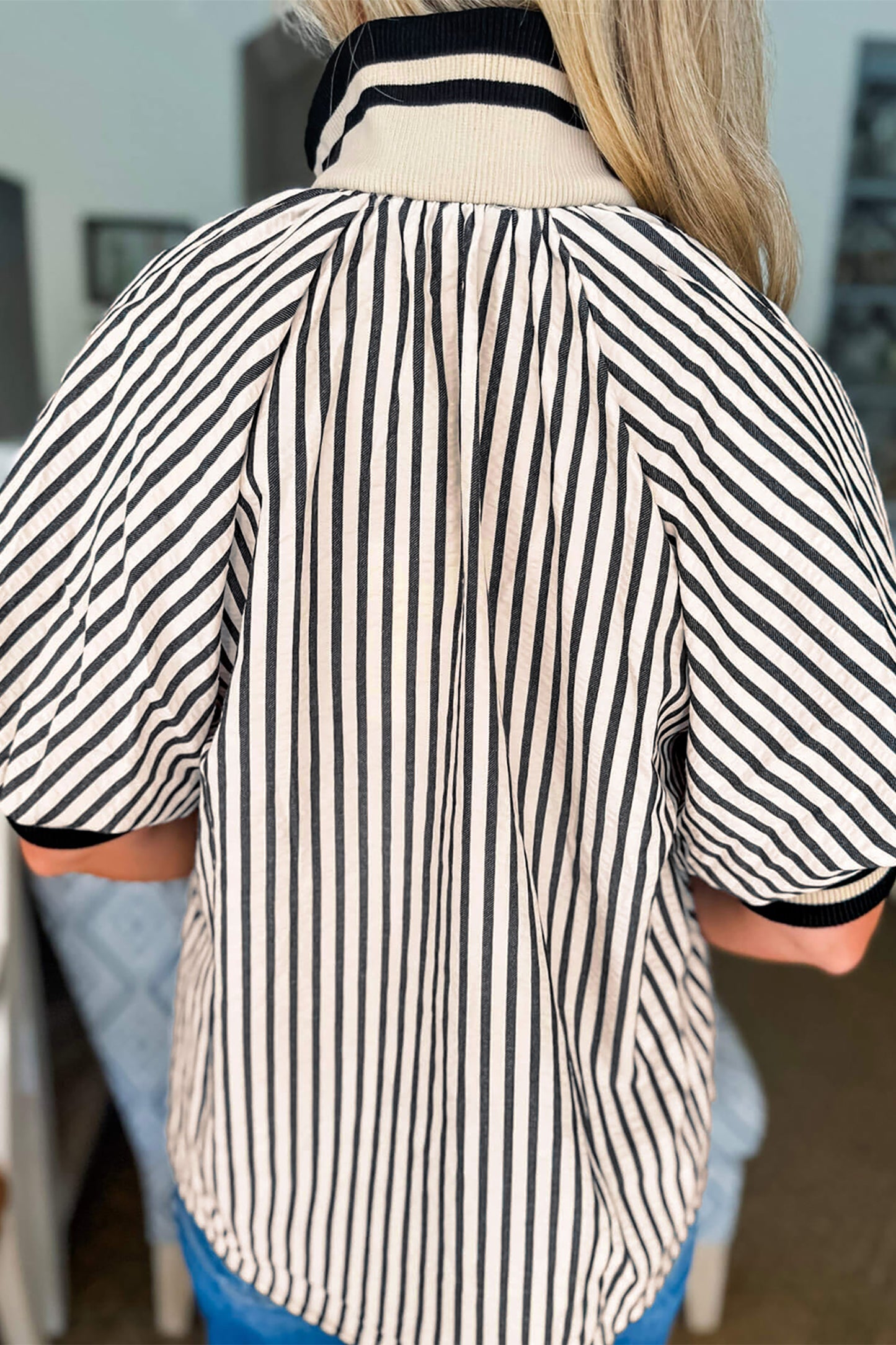 Parisian Stripe Zip Blouse