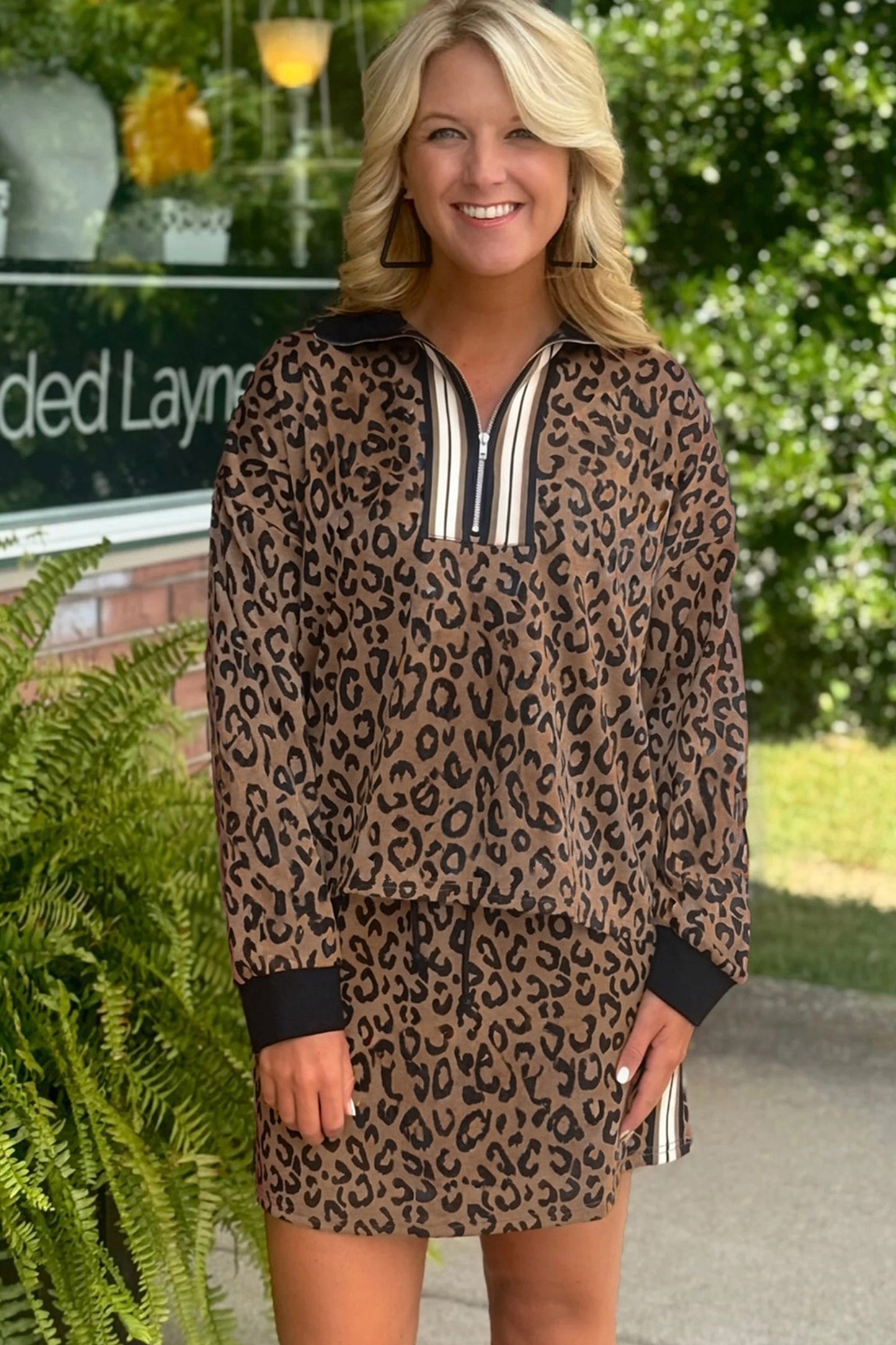 Wild Intentions Leopard Half-Zip Set