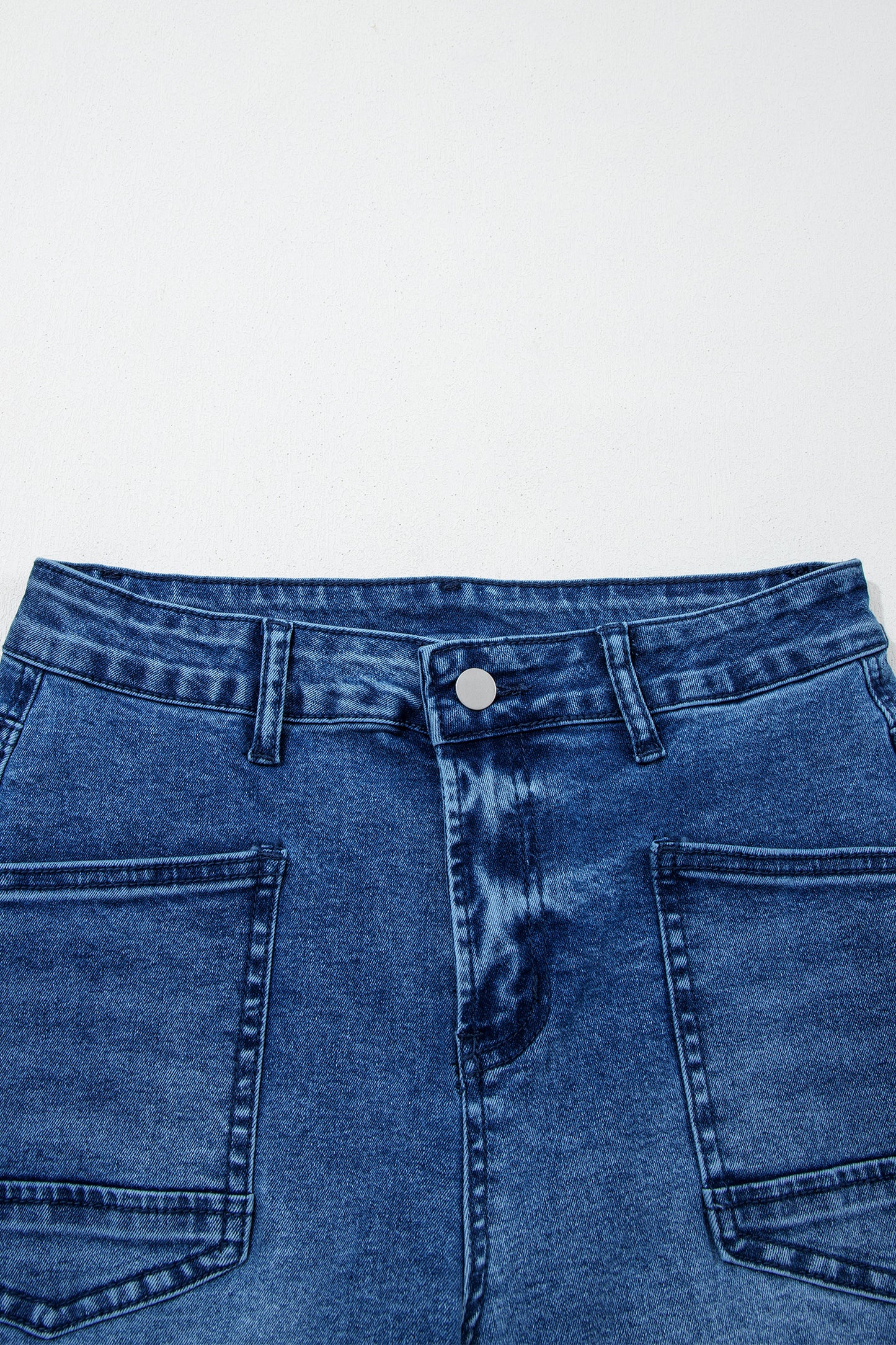 Sail Blue Frayed Cropped Straight Jeans