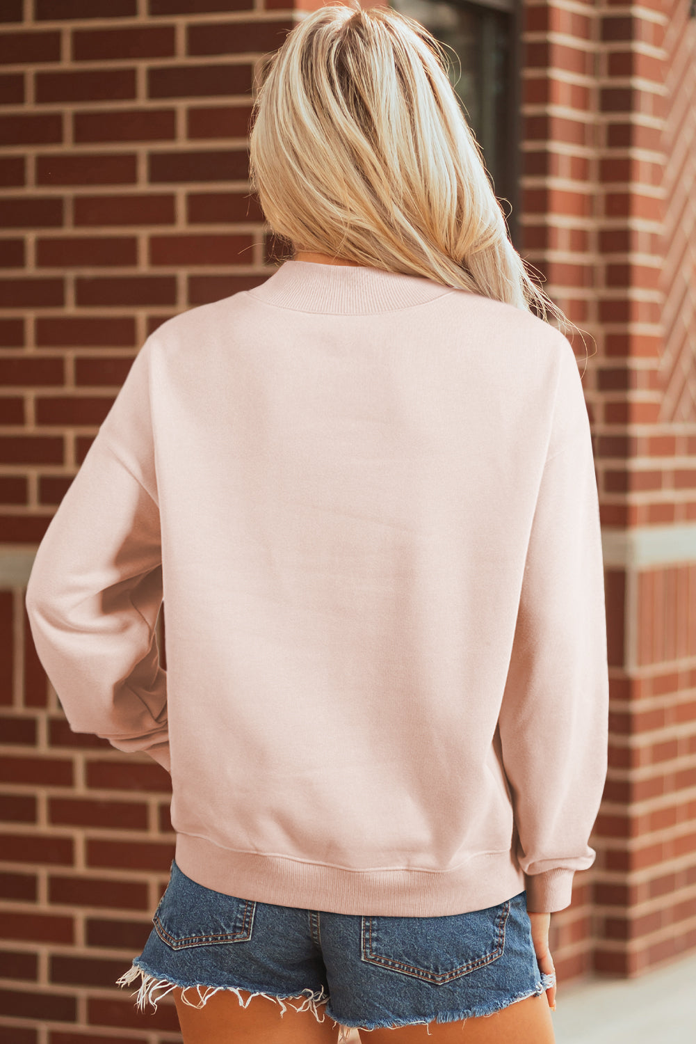 Blushing Cloud Oversized Mock Neck Sweatshirt