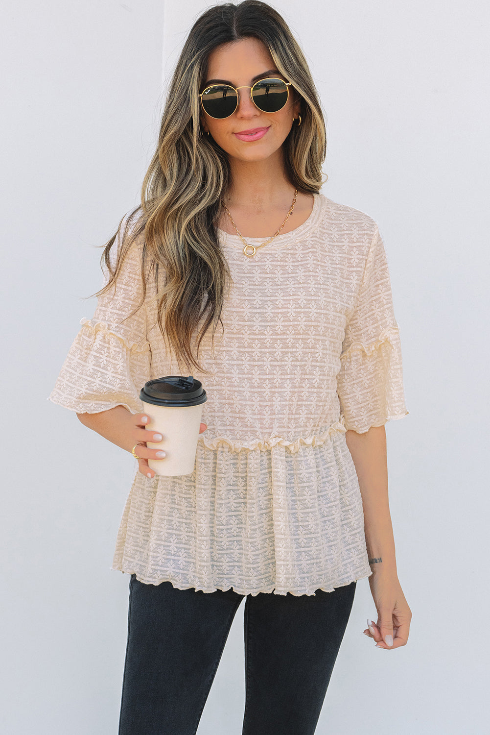 The Cream Lace Latte Peplum