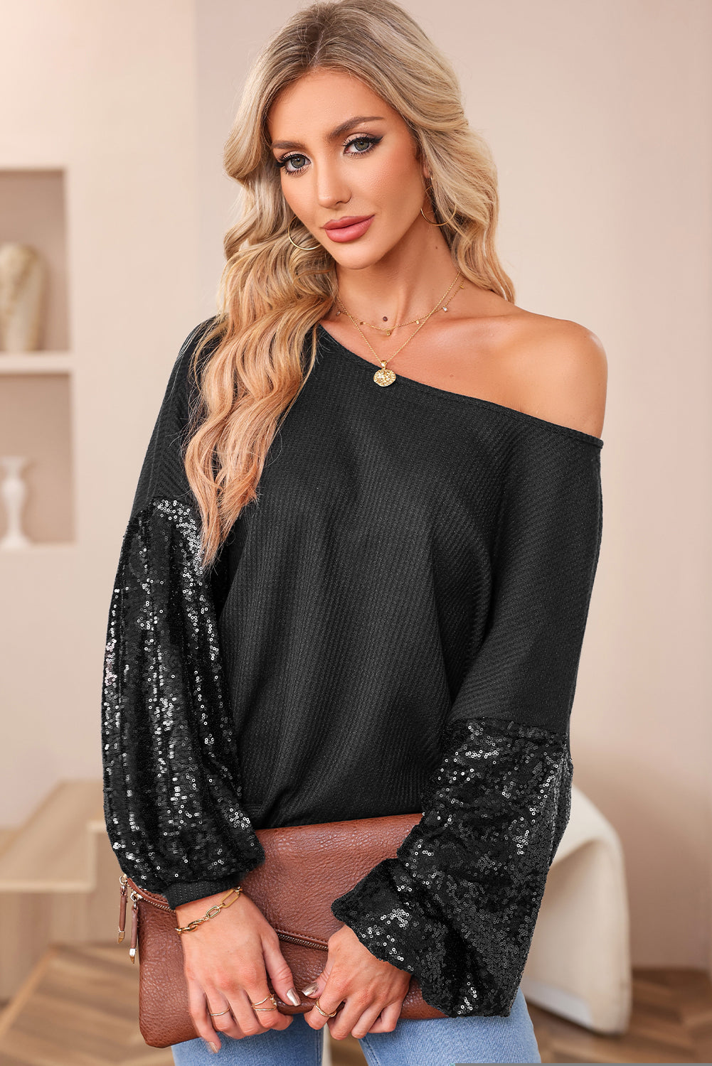 Midnight Shimmer Sleeve Pullover