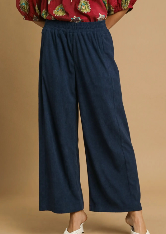 Umgee Wide-Leg Corduroy Pants