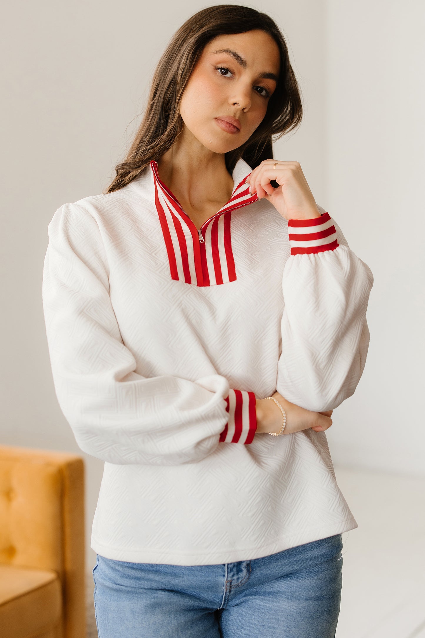 Ivory Lines Half Zip