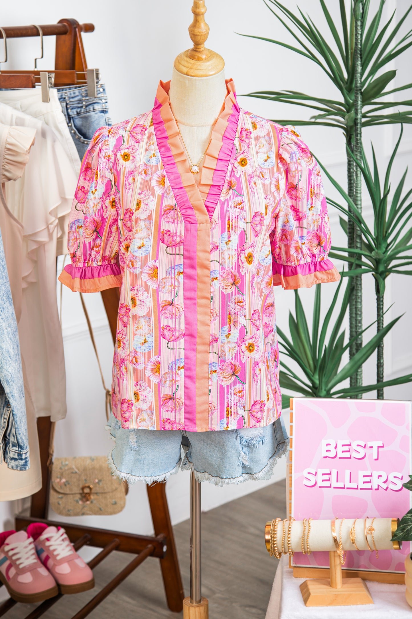 Pink Palm Blossom Blouse