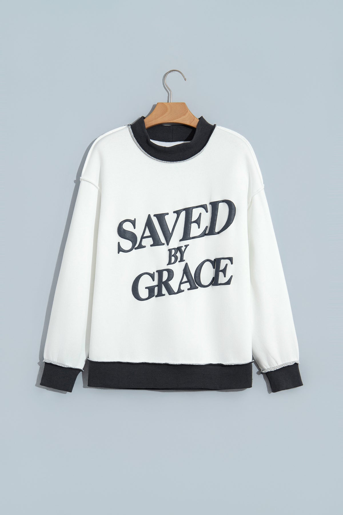 Saved by Grace Over-Sized Mock Neck Sweatshirt