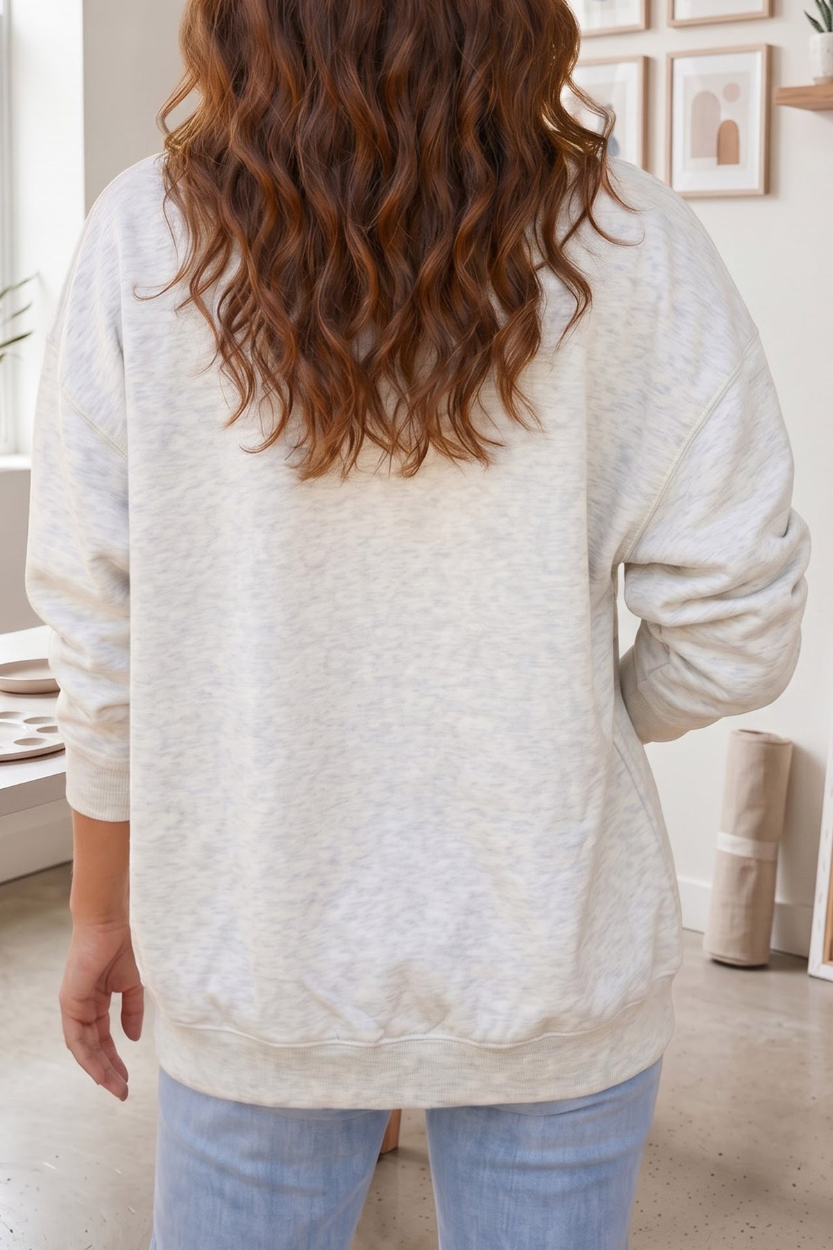 Light Grey Halloween Boo Ghost Print Open Front Sweatshirt