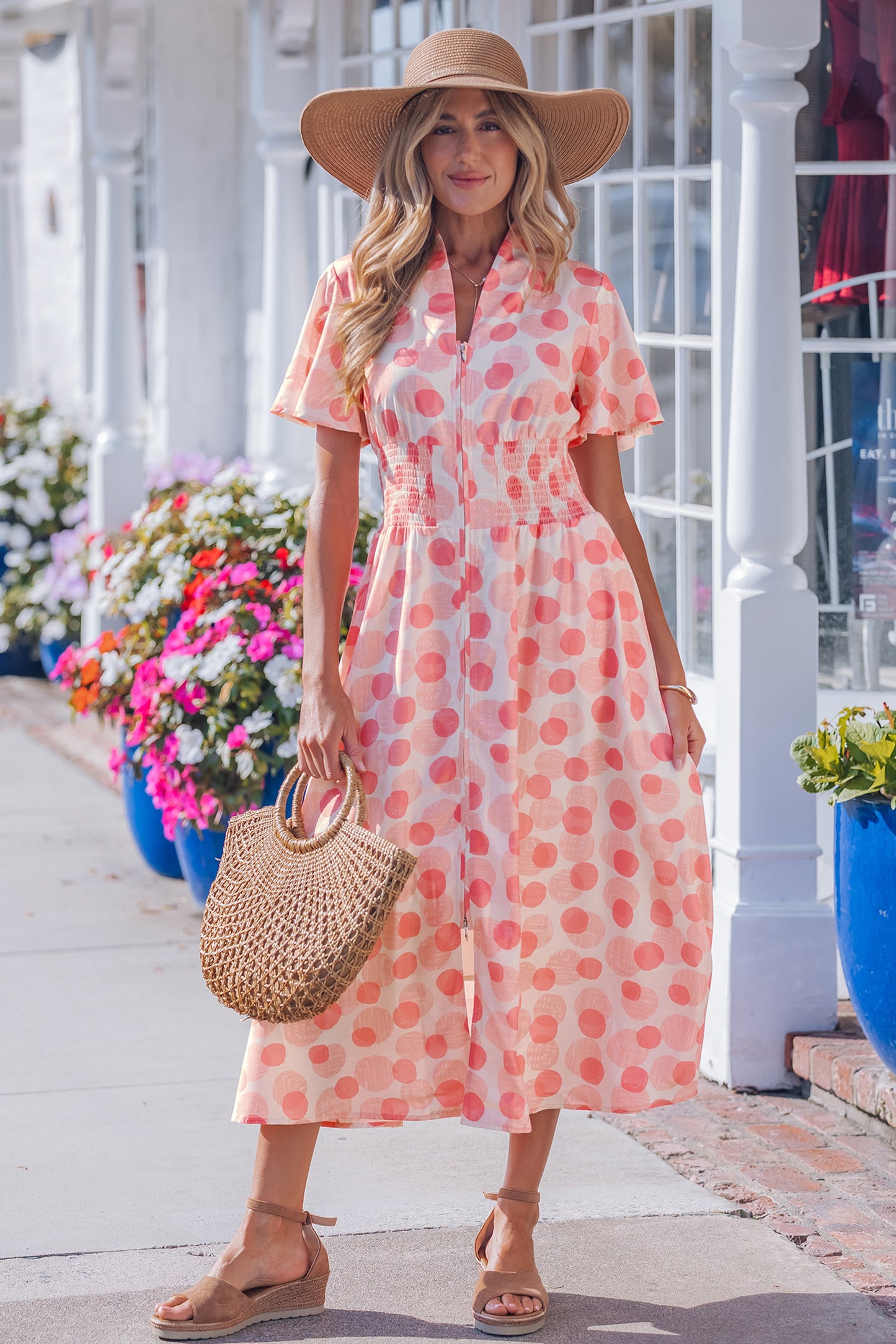 Blush Hour Dot Midi Dress