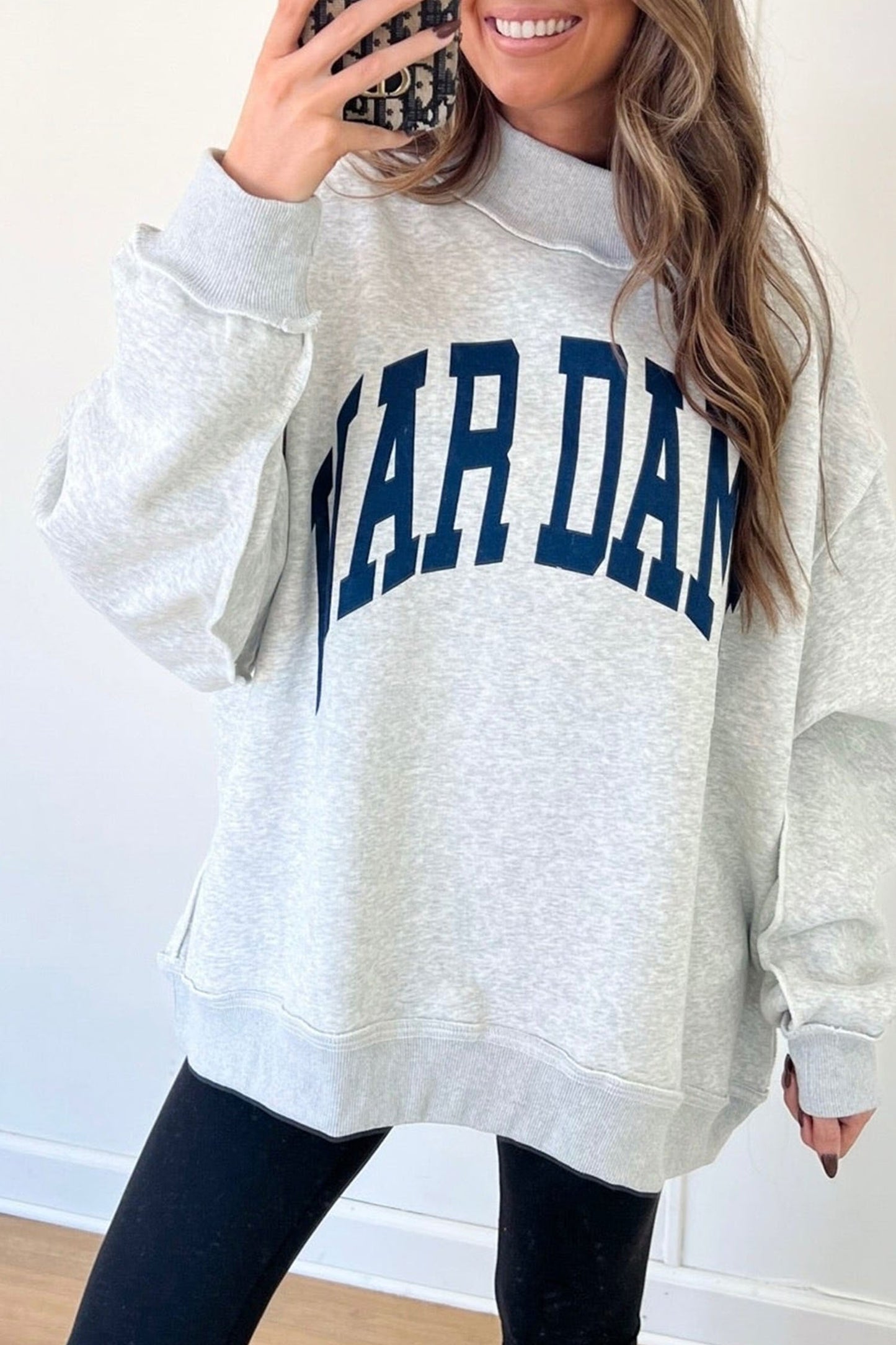 WAR DAMN/ EAGLES Double Side Print Mock Neck Sweatshirt