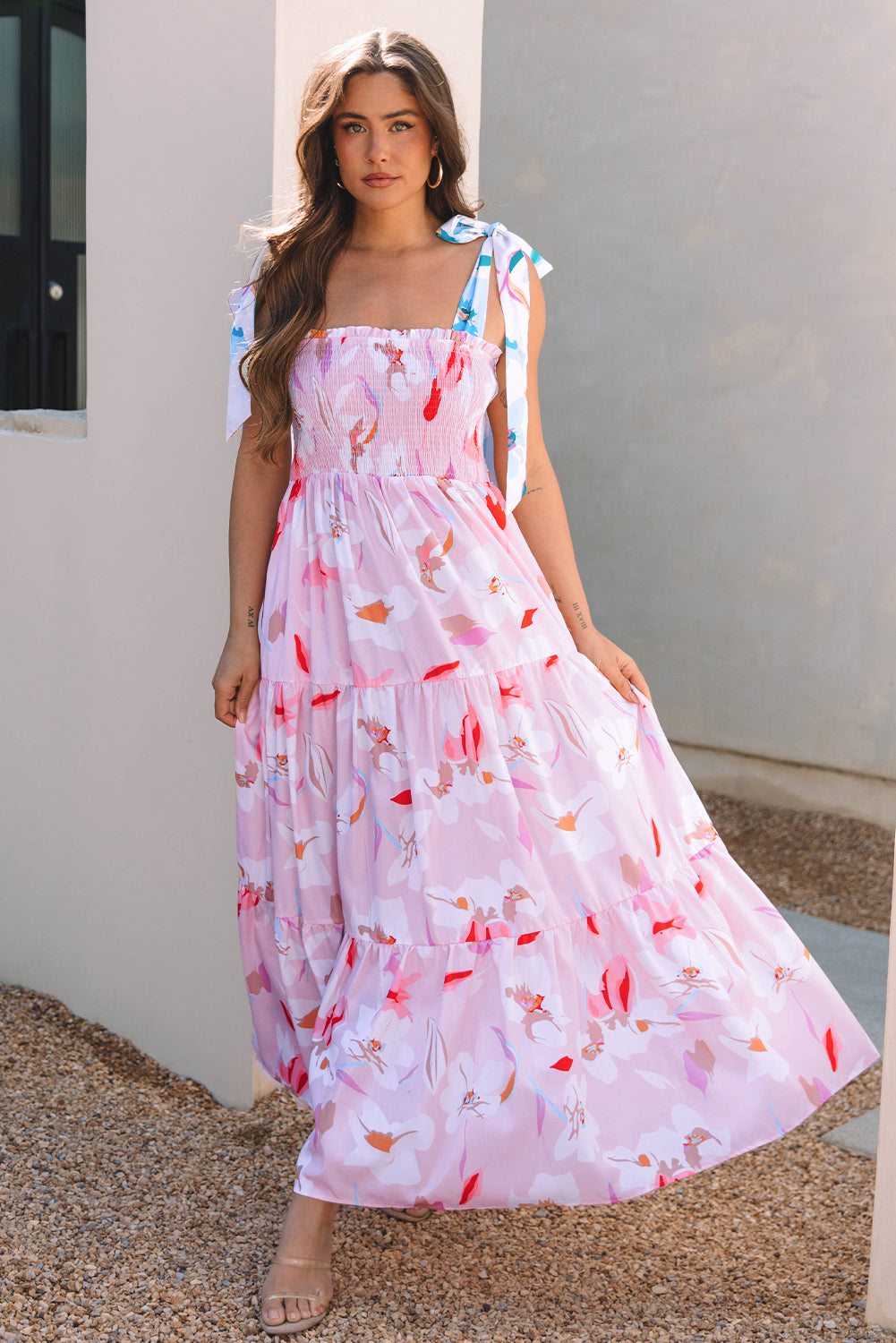 Blushing Petals Tiered Maxi Dress
