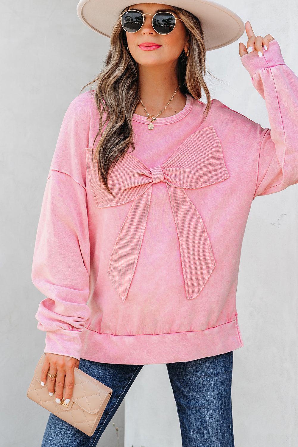 Pretty in Pink Bow Crewneck