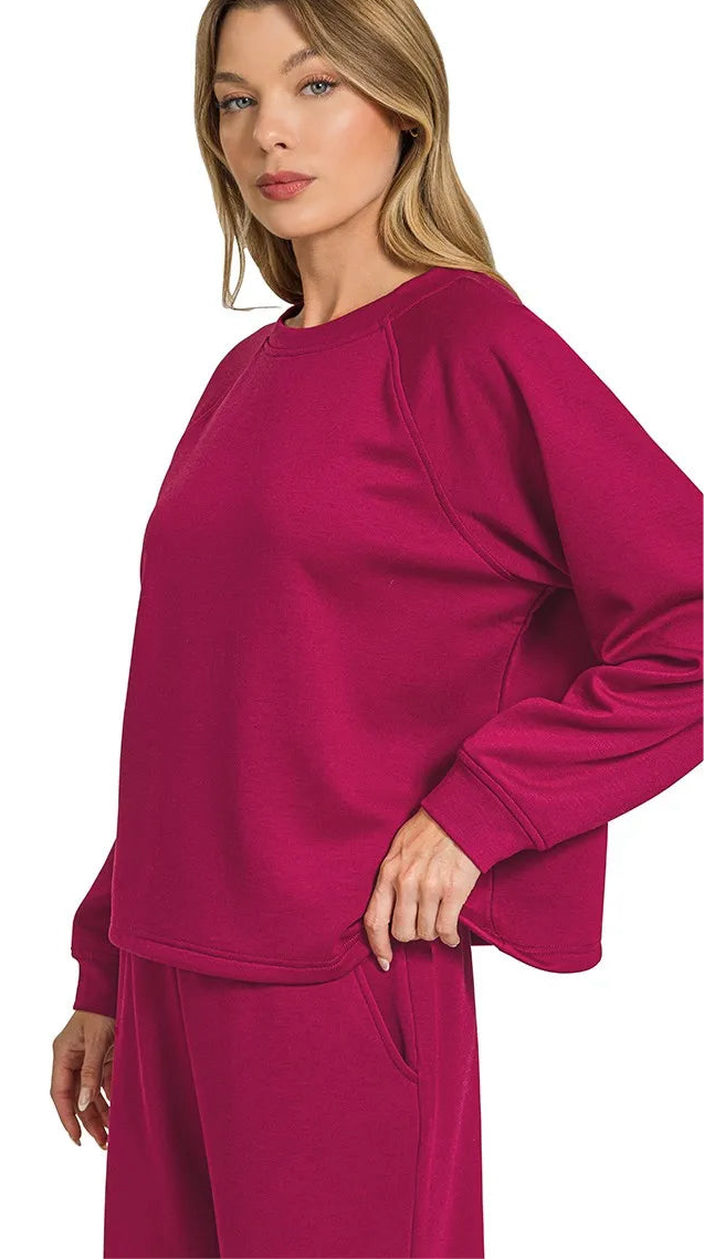 Zenana Scuba Crewneck Sweatshirt and Pants Set