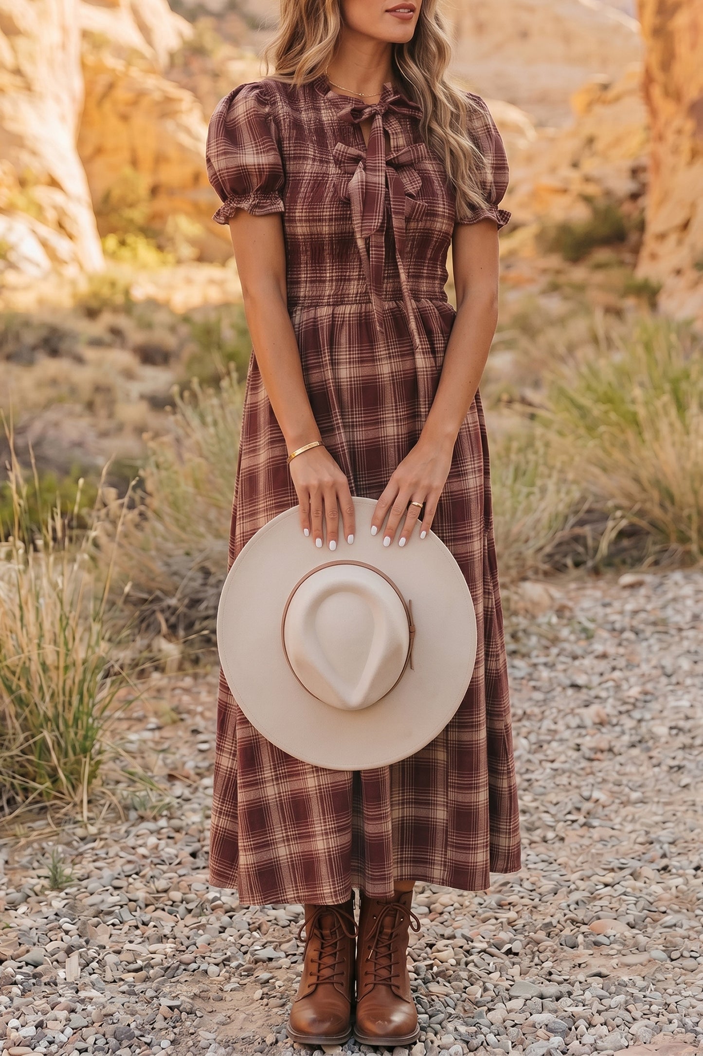 The Bow & Plaid Game Day Maxi Dress