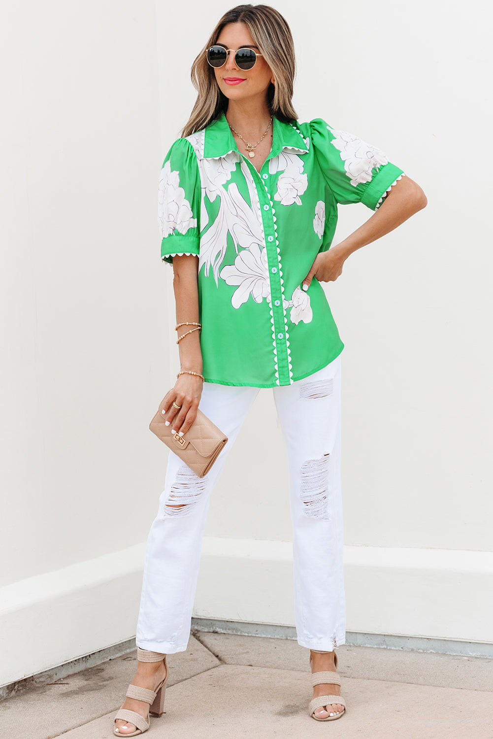 Emerald Manor Floral Blouse