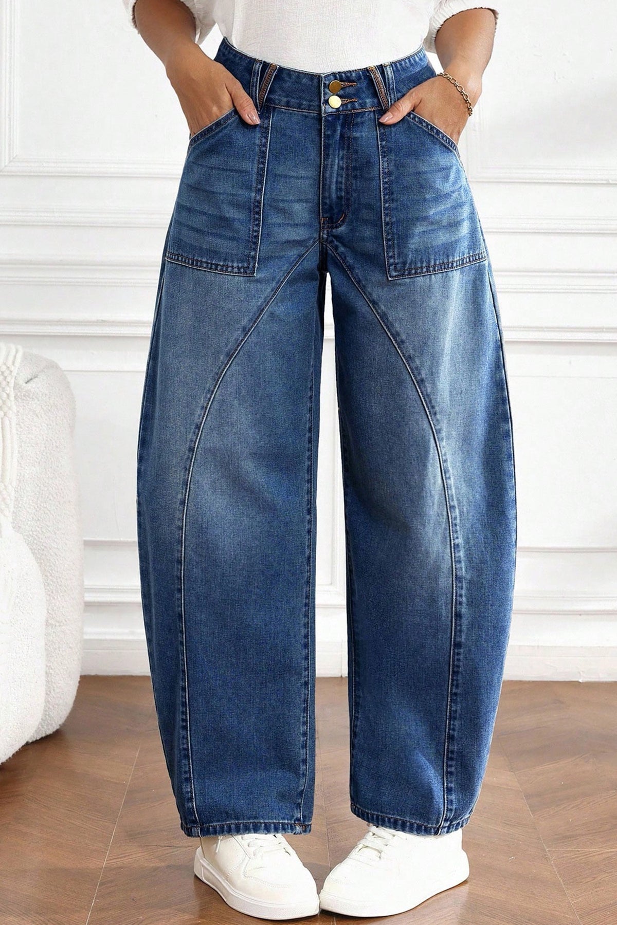 Ashleigh Blue Curved-Knife Ankle-Length Casual Jeans