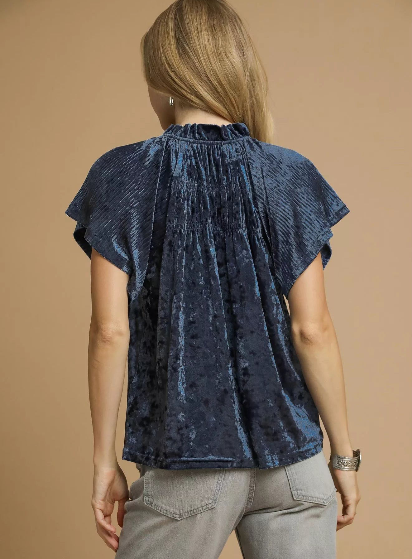Midnight Velvet Blouse Pleated Blouse