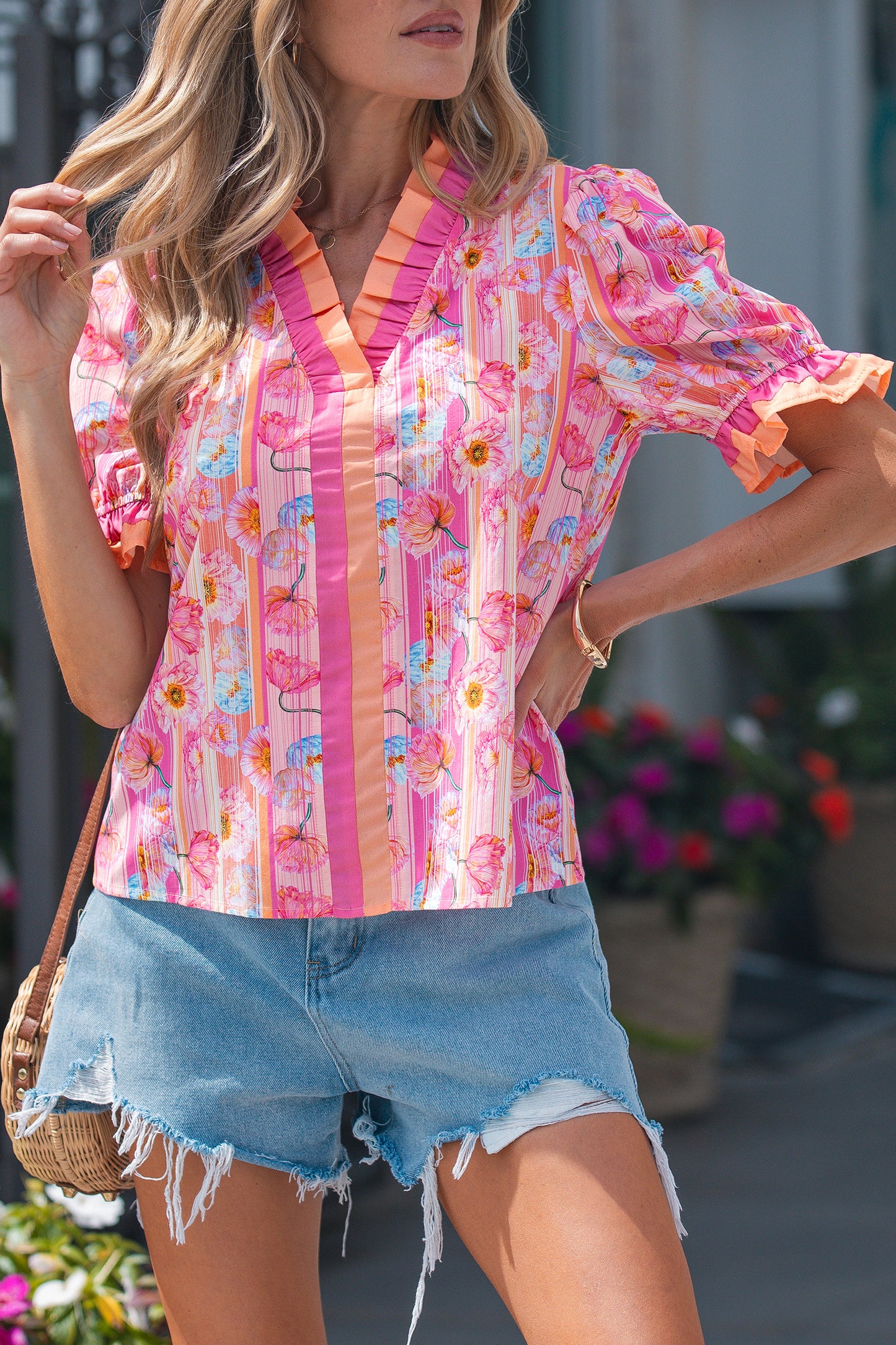 Pink Palm Blossom Blouse