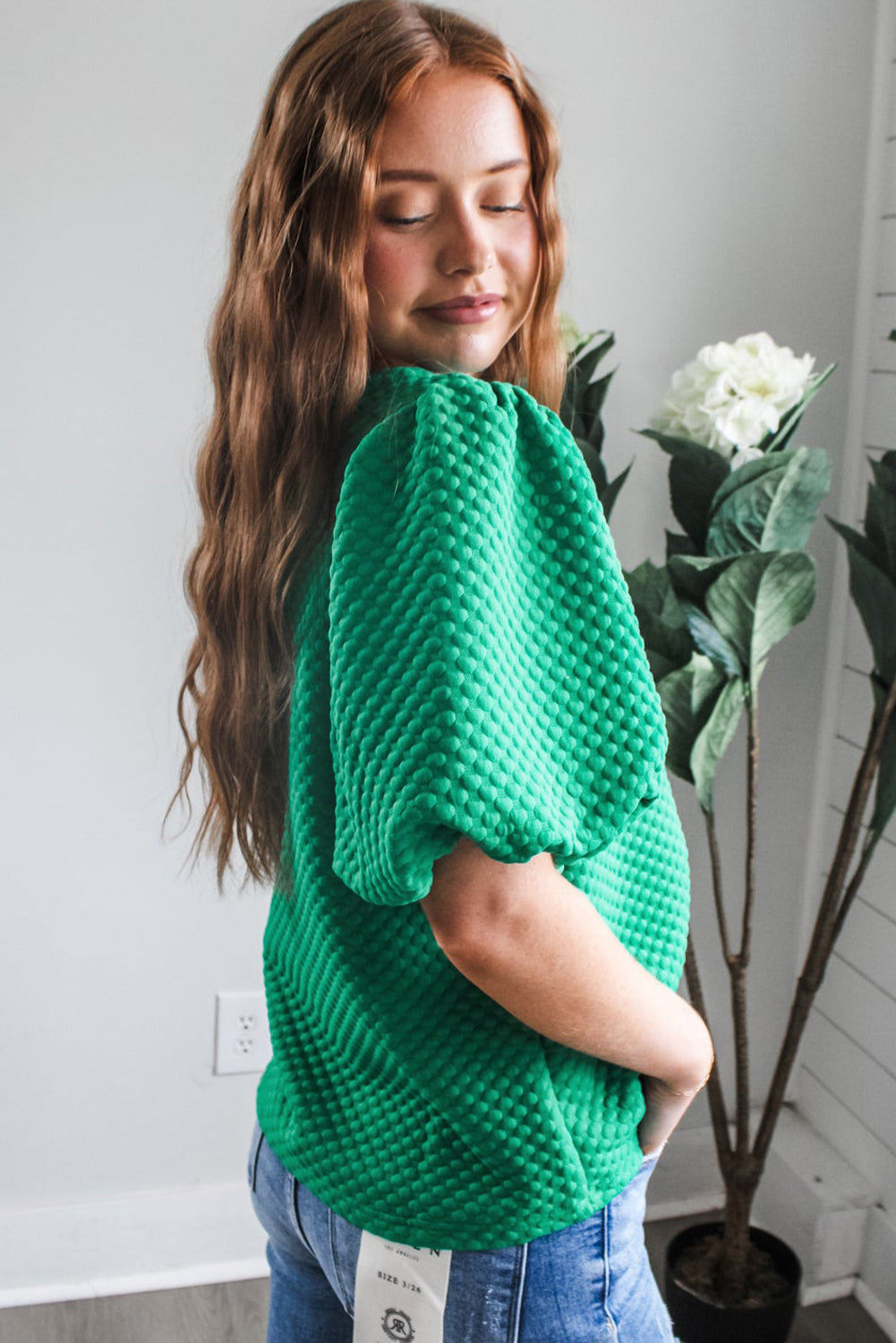 Emerald Hour Puff Sleeve Top